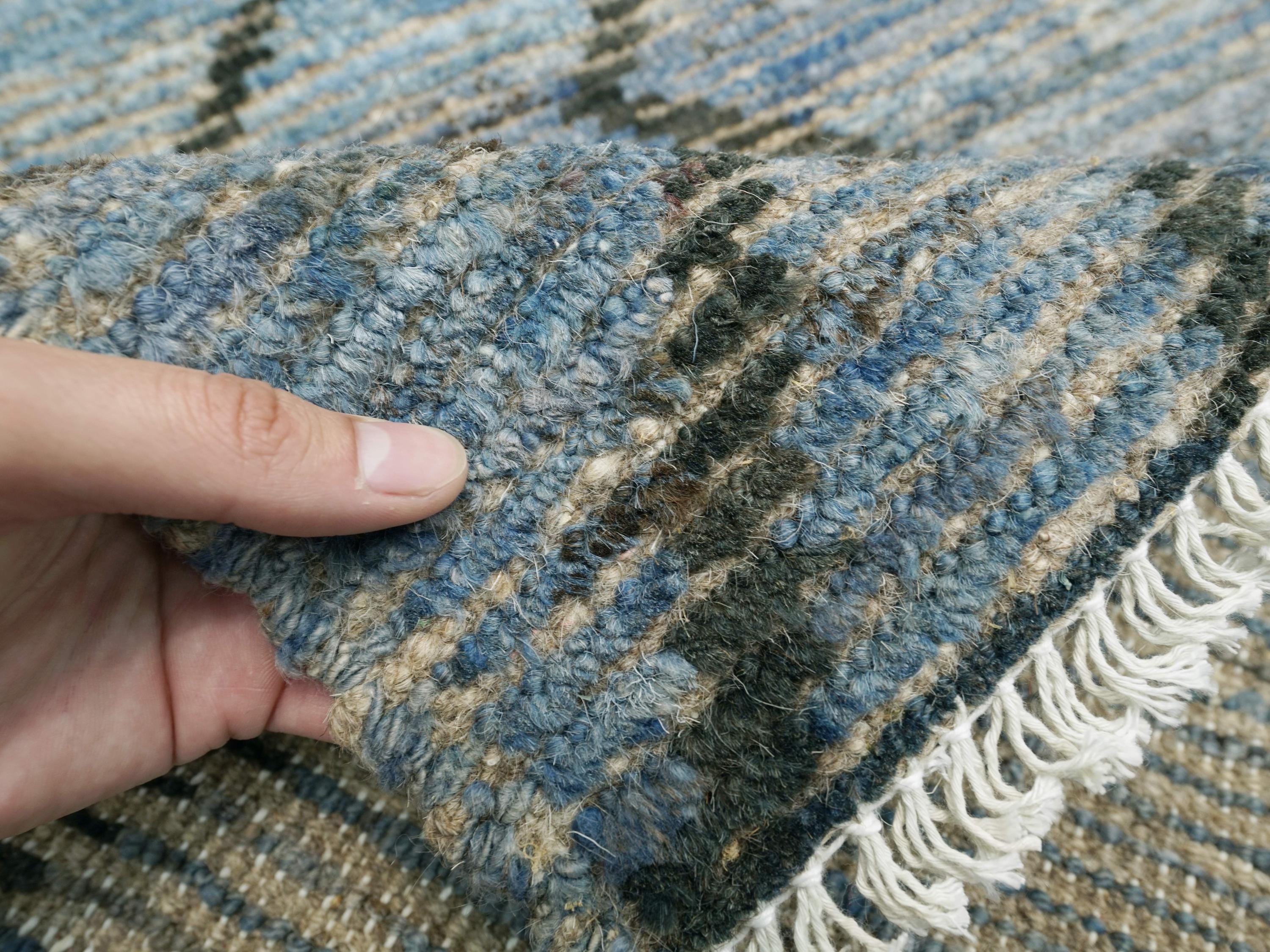 3x5 Ft Blue Moroccan Rug - Hand Knotted Area Rug