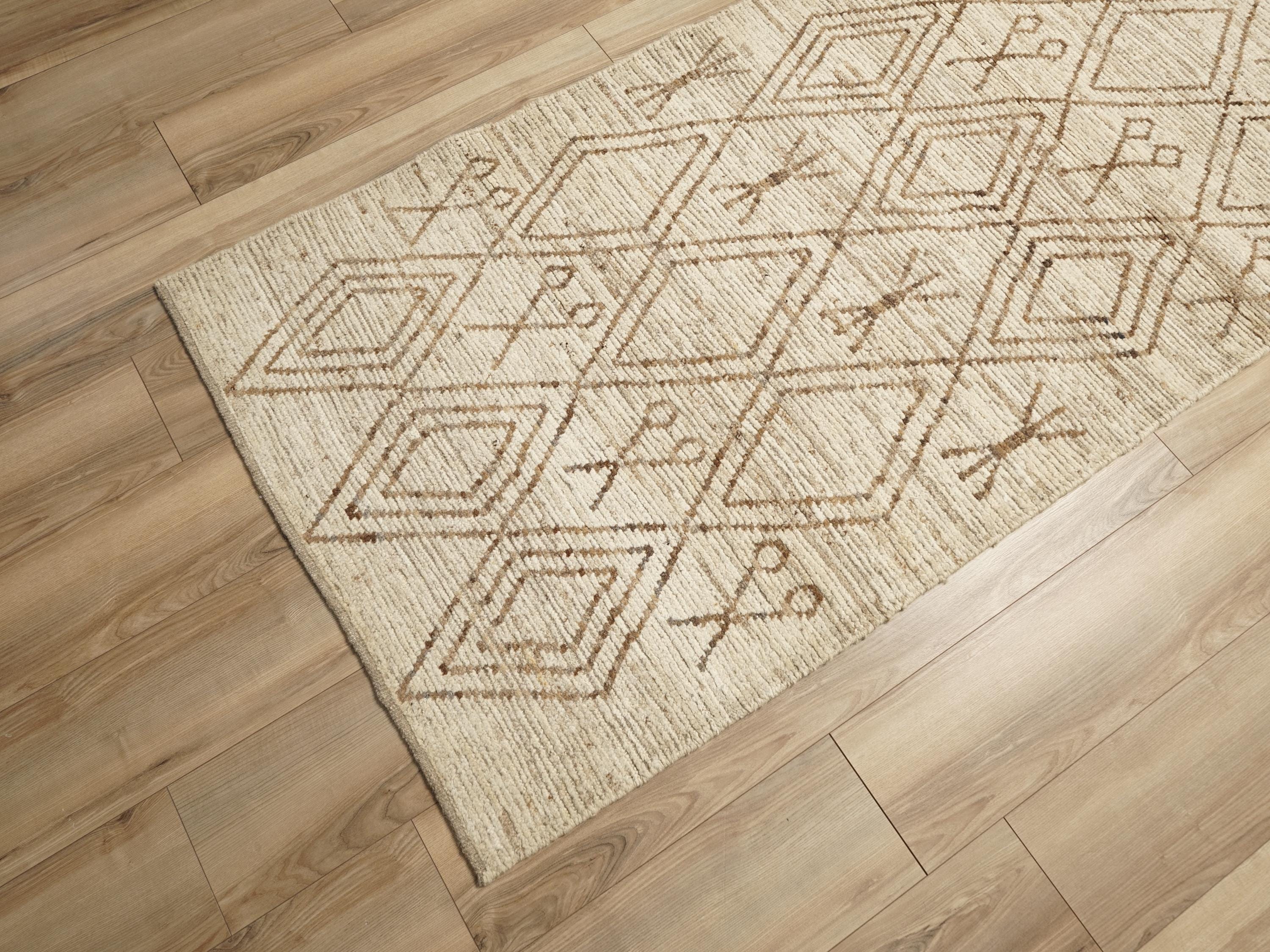 16 Ft Beige Moroccan Runner Rug - Afghan Wool Hallway Rug