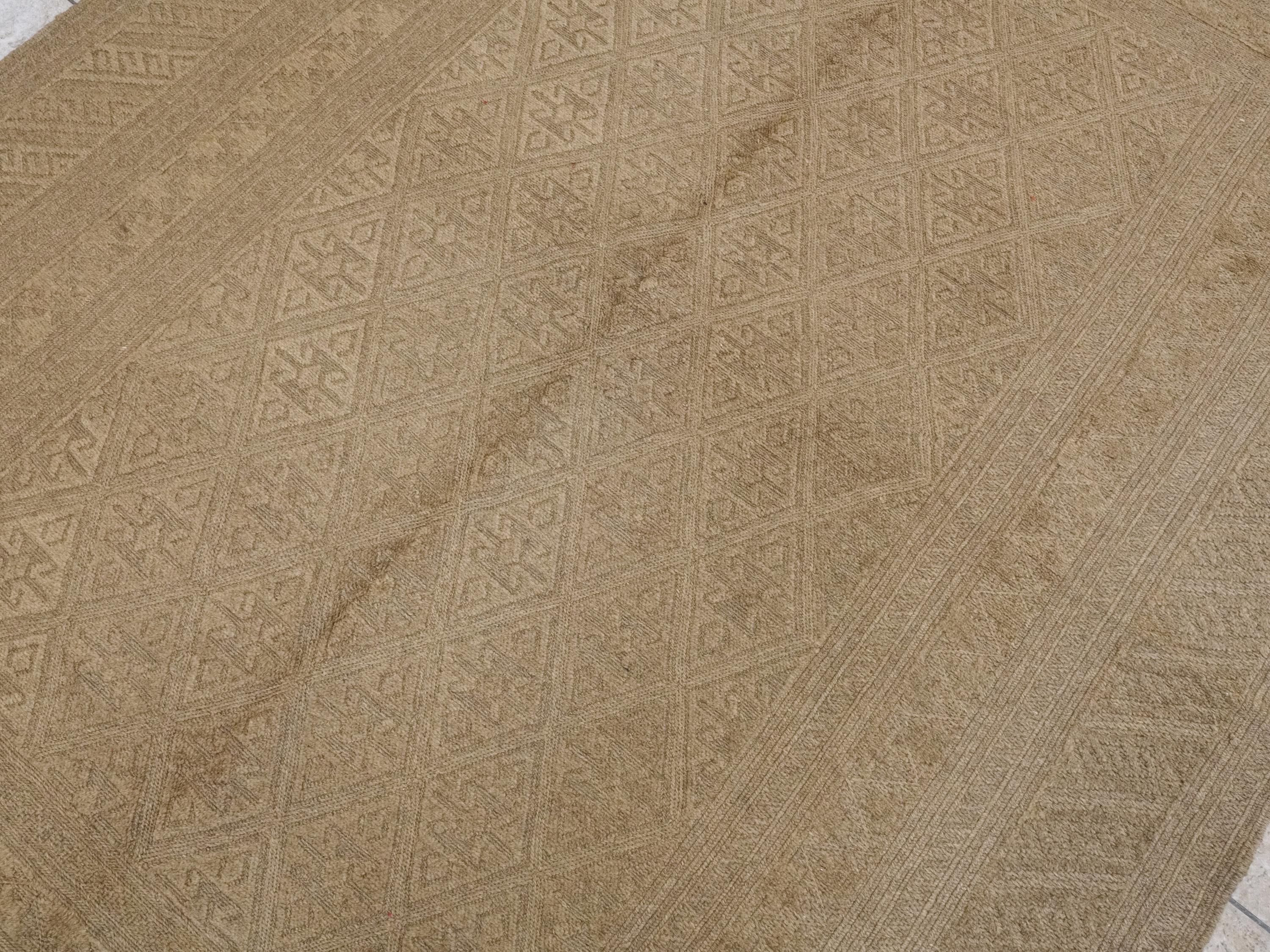 6x9 FT Hand Knotted Wool Kilim Rug - Brown Tribal Rug - Vintage Afghan Design