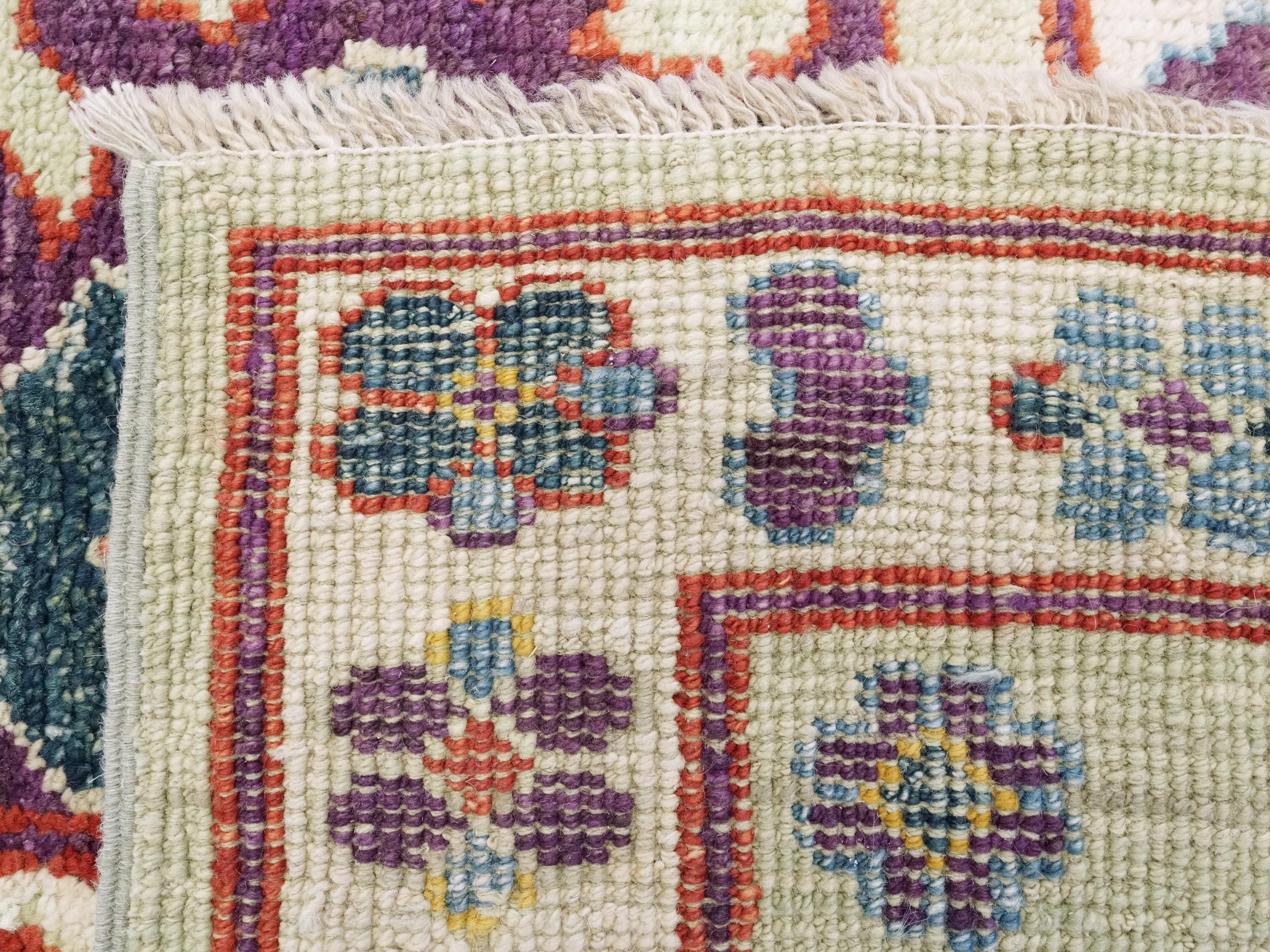 9x12 Ft Light Green Ushak Rug - Hand Knotted Afghan Oriental Rug