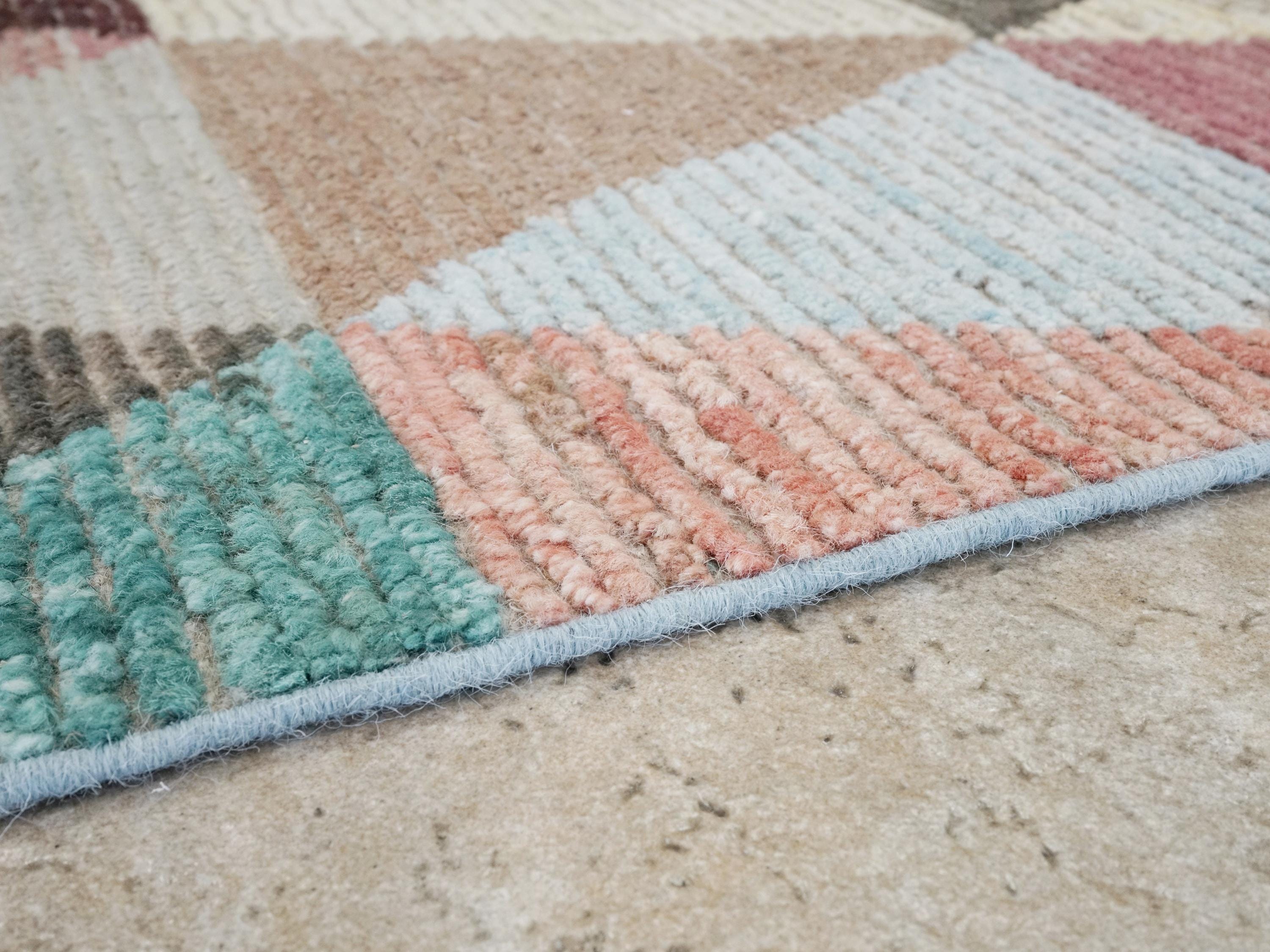 7x10 Ft Colorful Moroccan Wool Rug - Hand Knotted Afghan Rug
