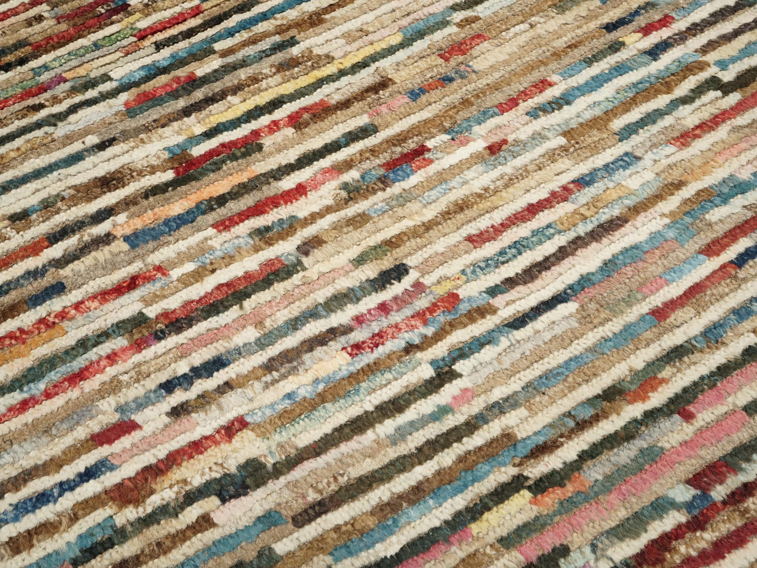 12 Ft Colorful Moroccan Runner Rug - Hand Knotted Wool Runner