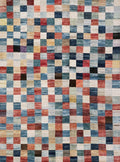 7x10 Multicolor Gabbeh Rug - Afghan Wool Area Rug - Geometric Design