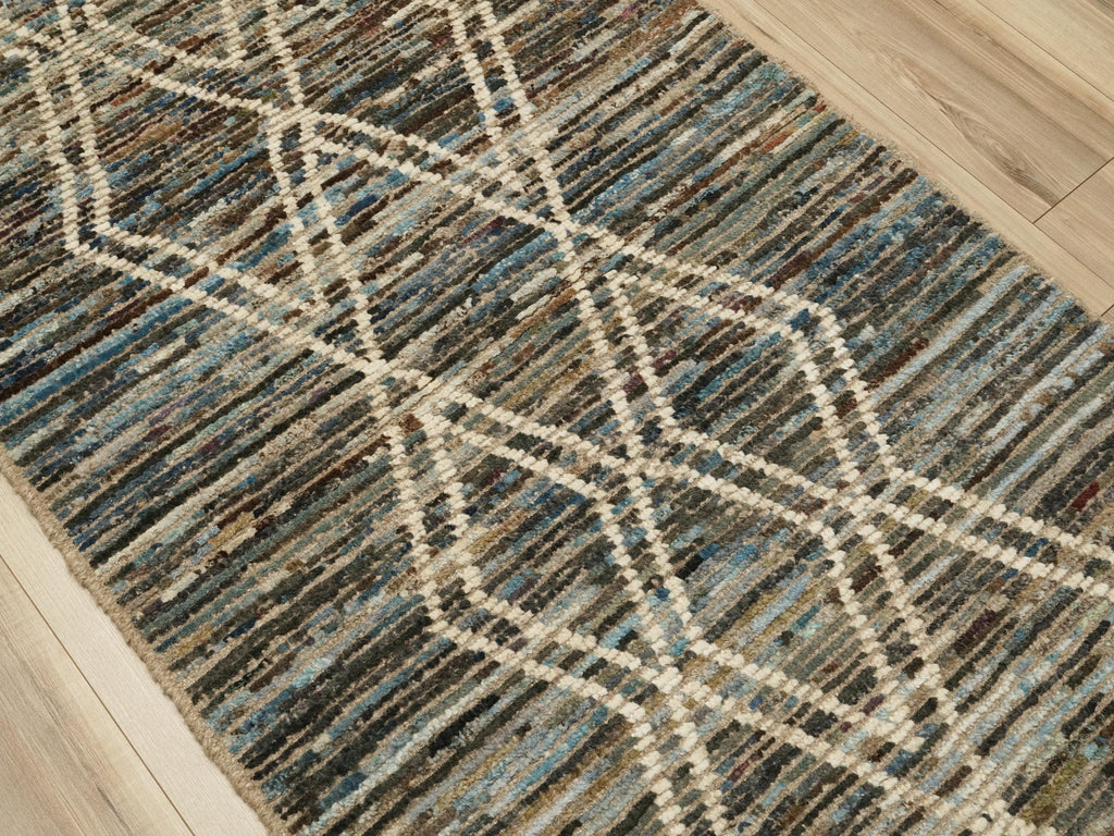 3x5 Ft Blue Moroccan Rug - Hand Knotted Area Rug