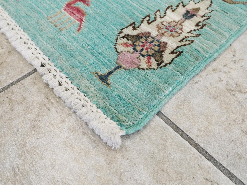 6x8 Ft Hand Knotted Cyan Serapi Rug - Ghazni Wool Persian Rug