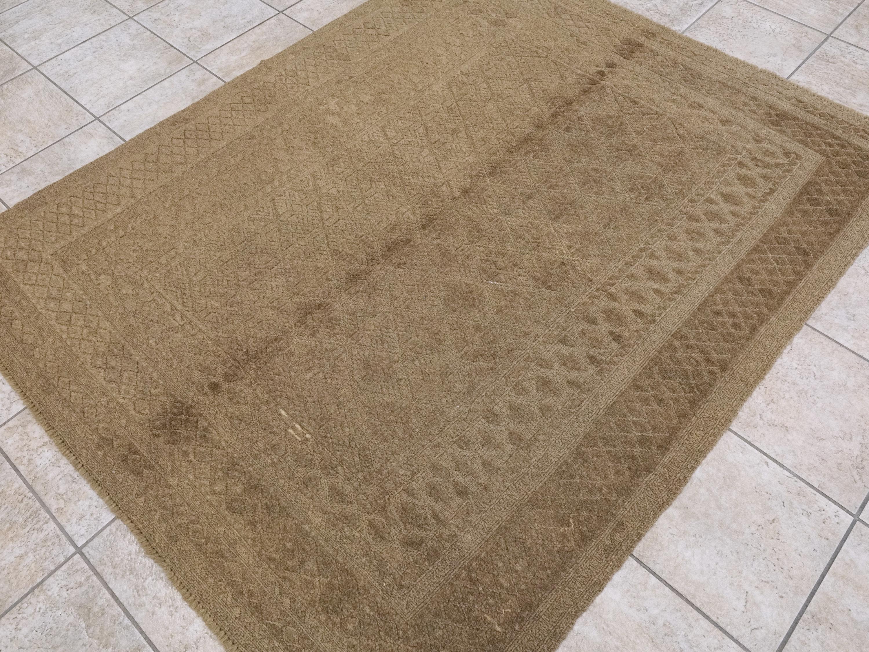 5x6 Ft Vintage Brown Tribal Kilim Rug - Hand Knotted Wool Area Rug