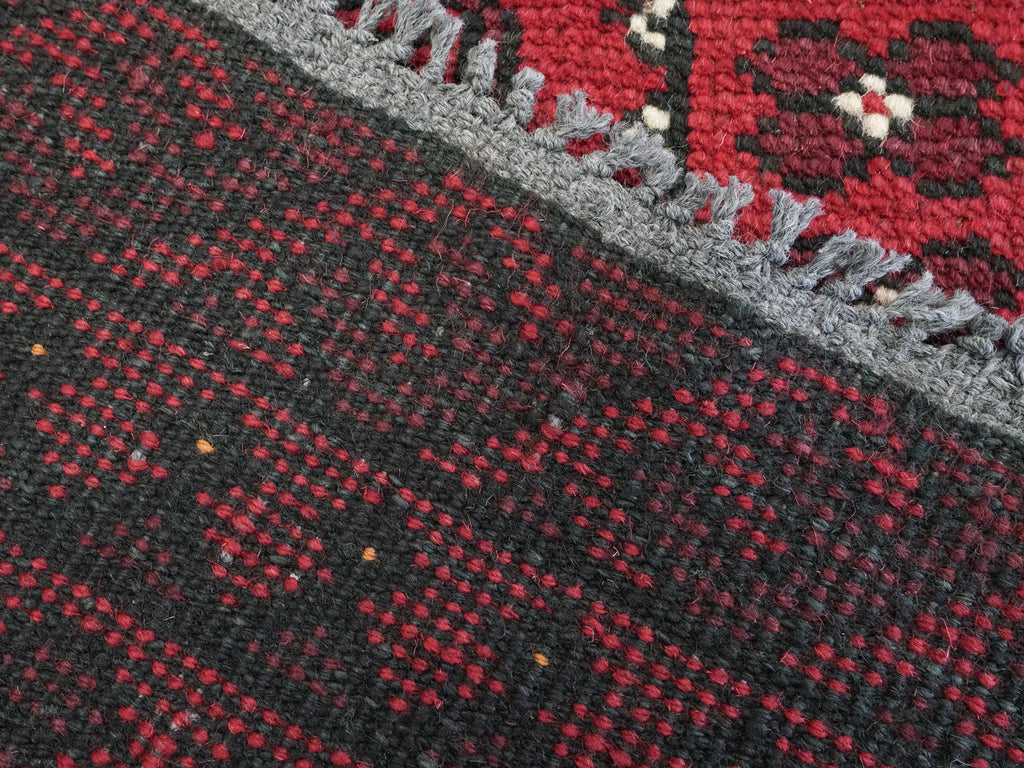 2x3 Ft Red Ersari Rug - Hand Knotted Afghan Wool Rug