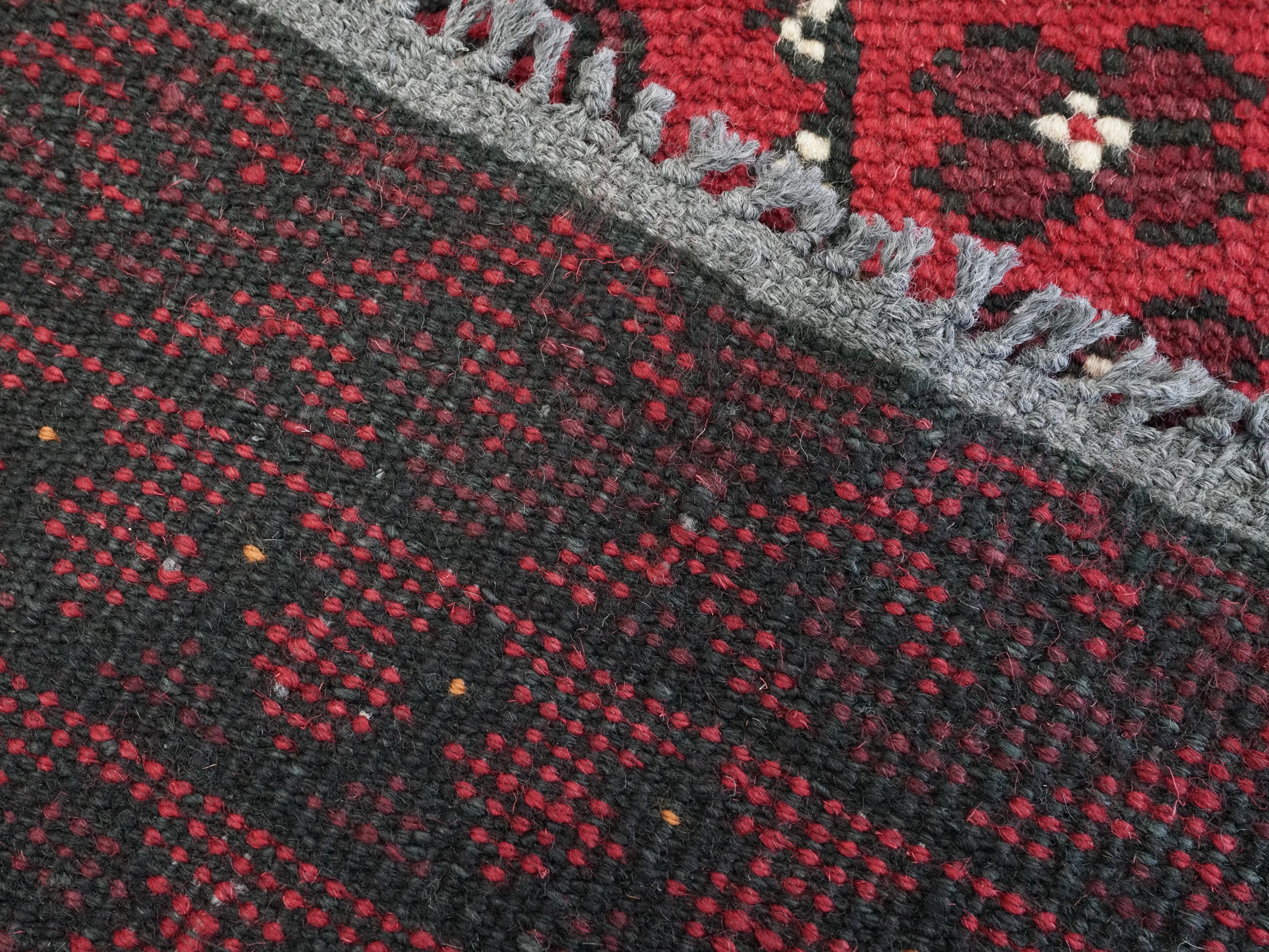 2x3 Ft Red Ersari Rug - Hand Knotted Afghan Wool Rug