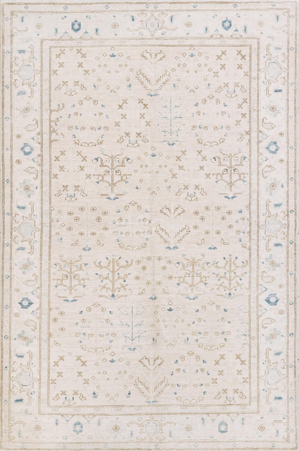 5x8 Ft Handmade Serapi Wool Rug - Beige Vintage Area Rug