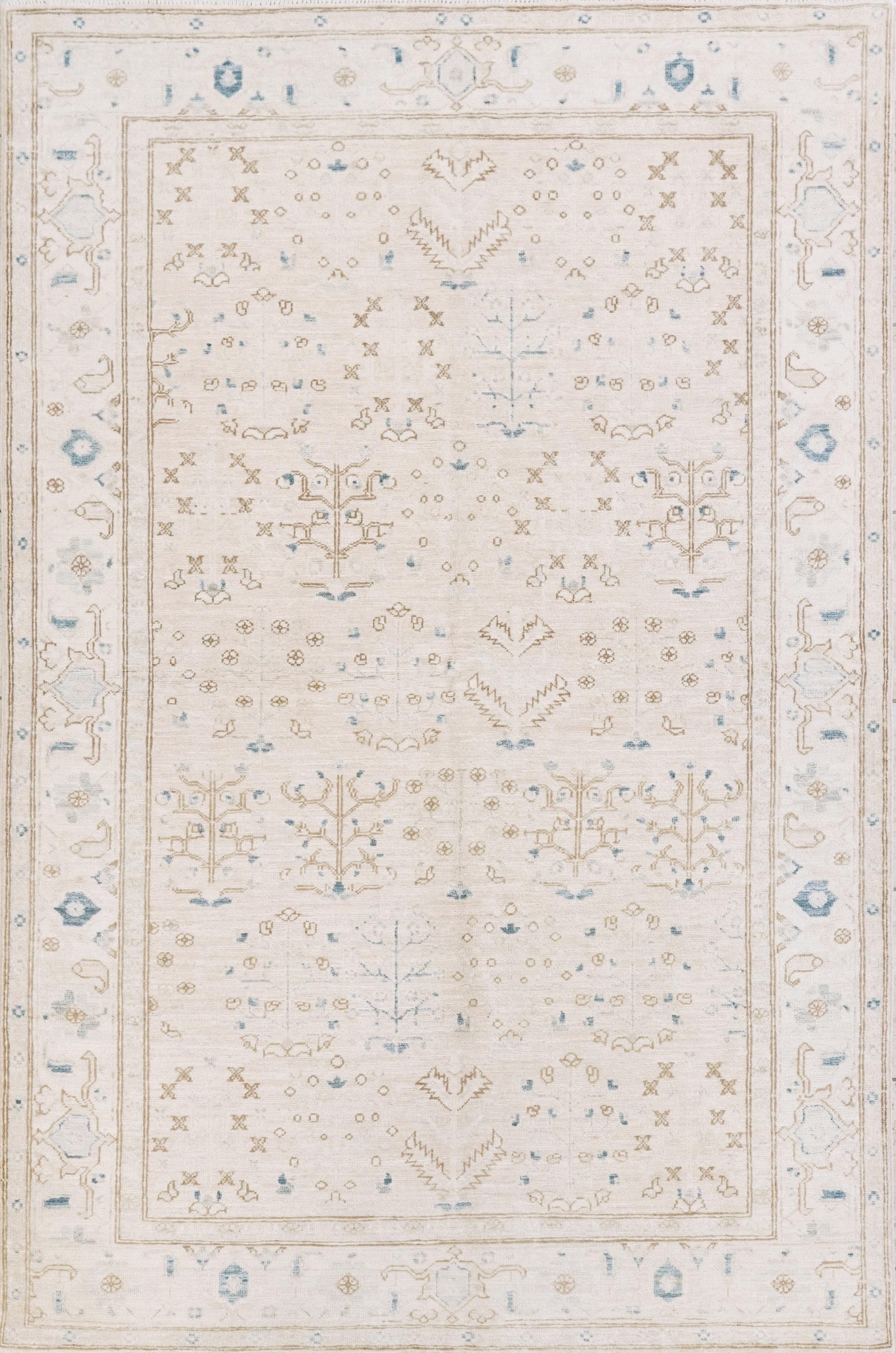 5x8 Ft Handmade Serapi Wool Rug - Beige Vintage Area Rug