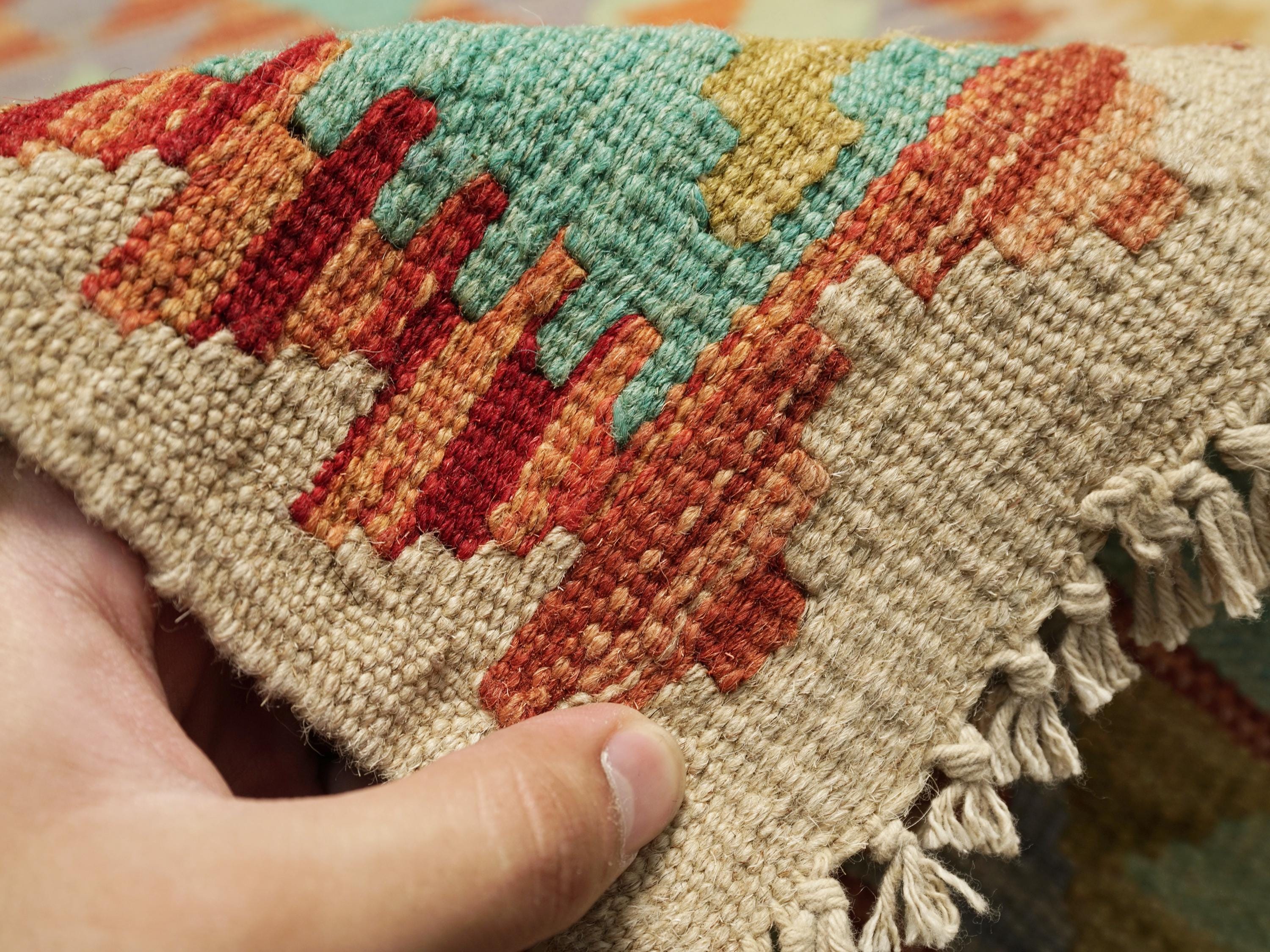 10 Ft  Red Kilim Runner Rug - Flat Weave - Traditional Afghan Design