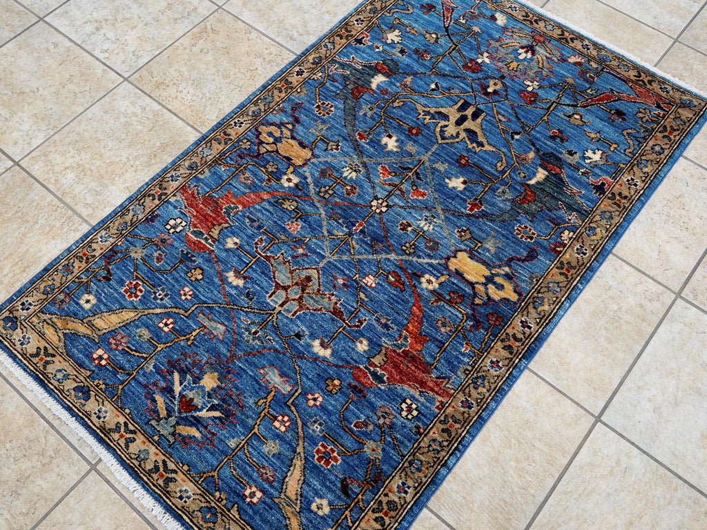 3x5 Ft Blue Bidjar Rug - Handmade Afghan Area Rug