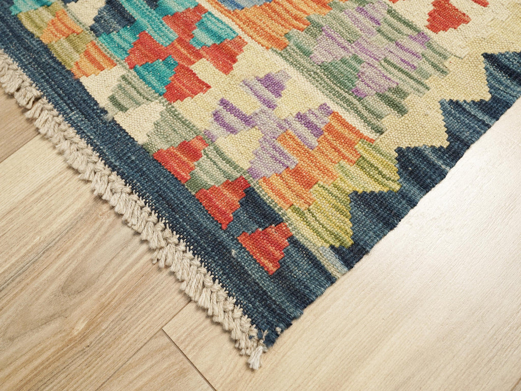 10 Ft Handwoven Wool Kilim Runner Rug - Traditional Afghan Hallway Rug