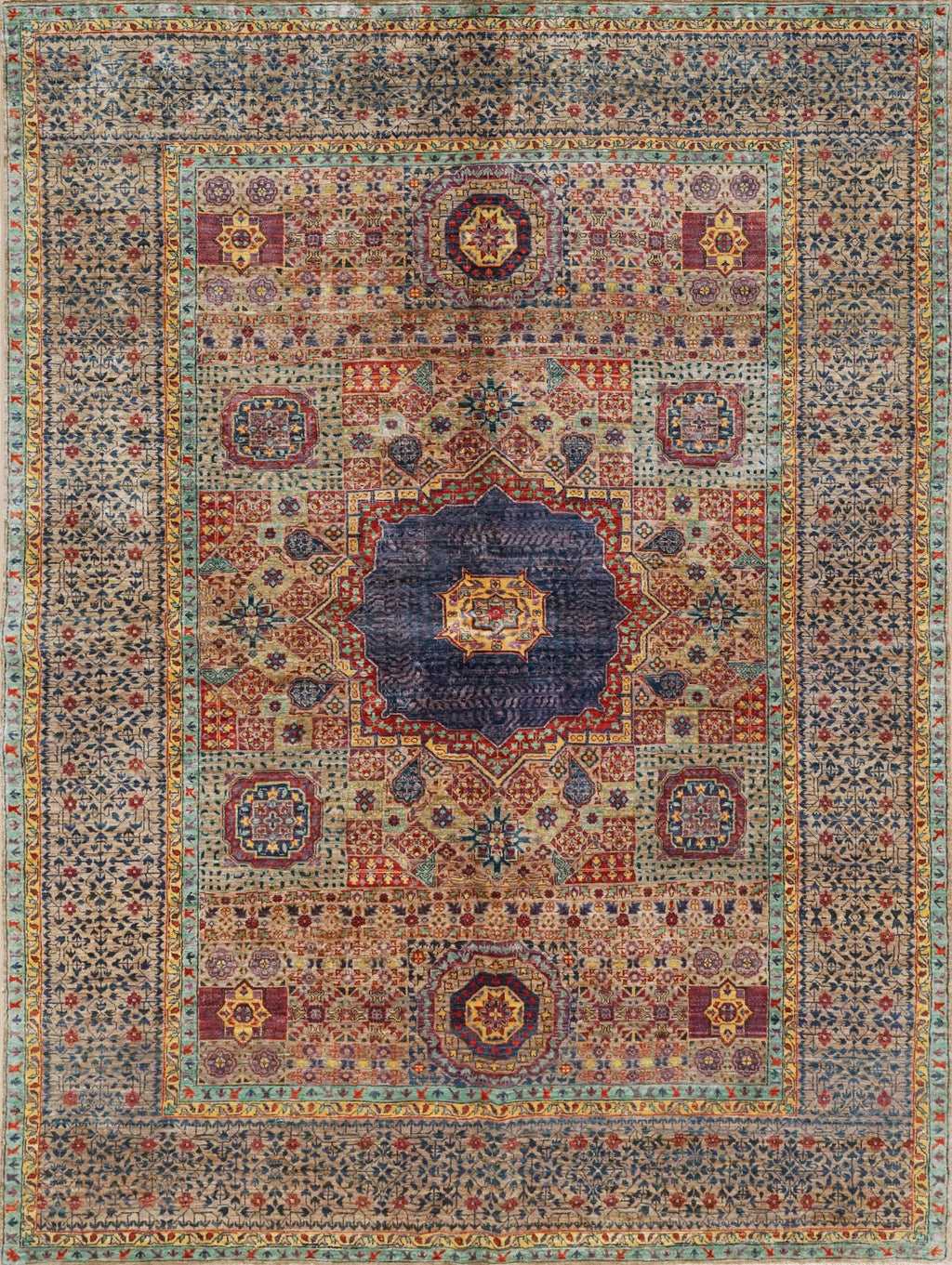 6x9 Ft Orange Mamluk Rug - Afghan Oriental Rug