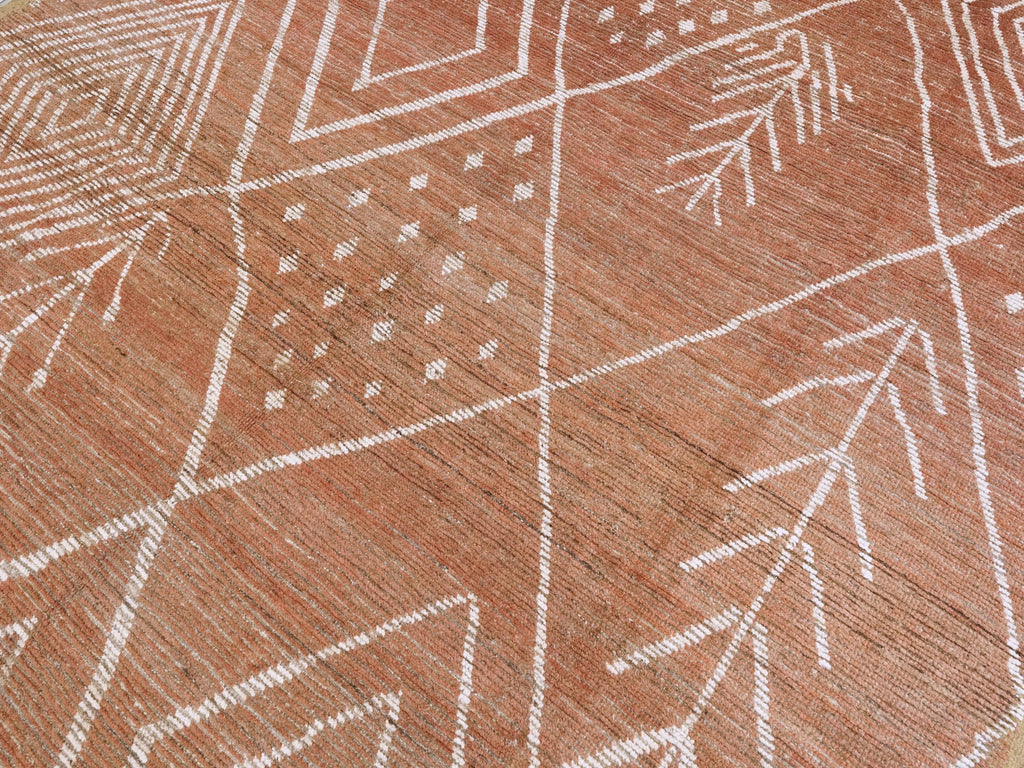9x12 Ft Red Moroccan Rug - Hand Knotted Area Rug - Tribal Design