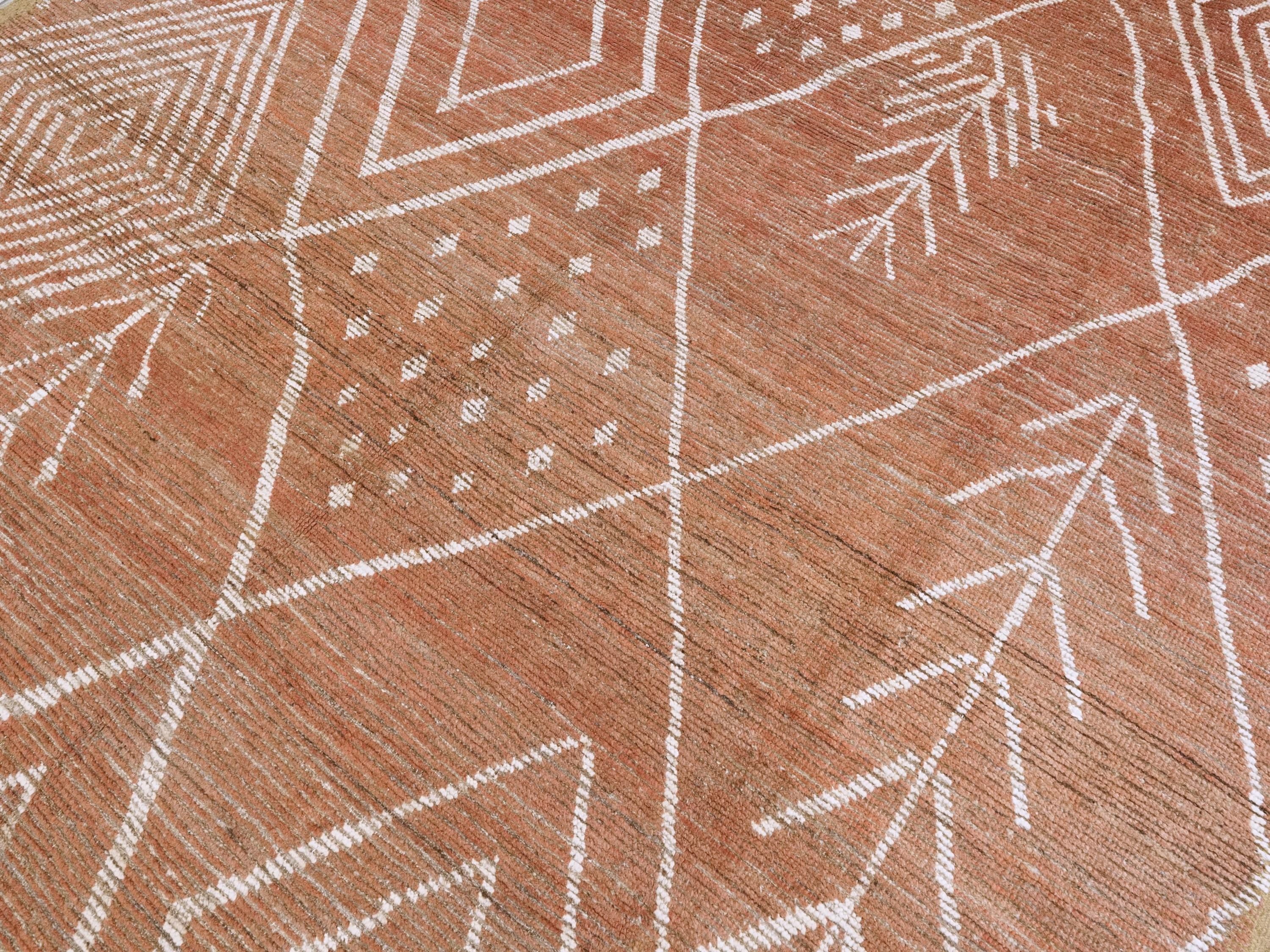 9x12 Ft Red Moroccan Rug - Hand Knotted Area Rug - Tribal Design