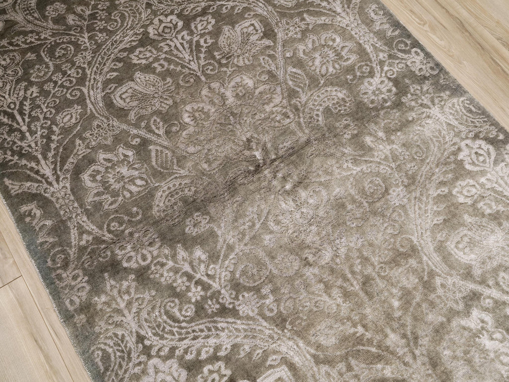 4x6 Ft Gray Gabbeh Rug - Afghan Wool Floral Rug