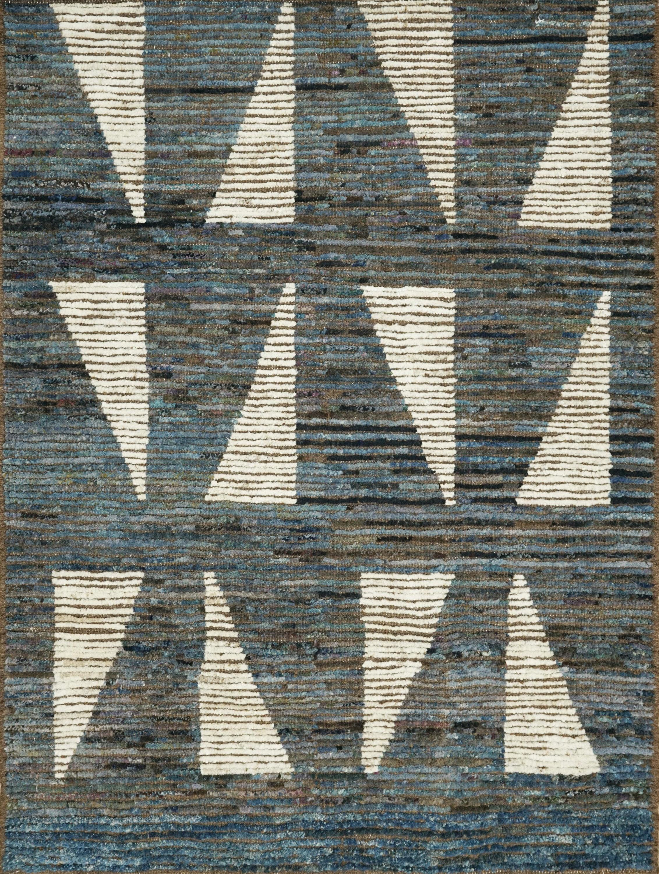 3x5 Ft Dark Blue Moroccan Rug - Hand Knotted Area Rug