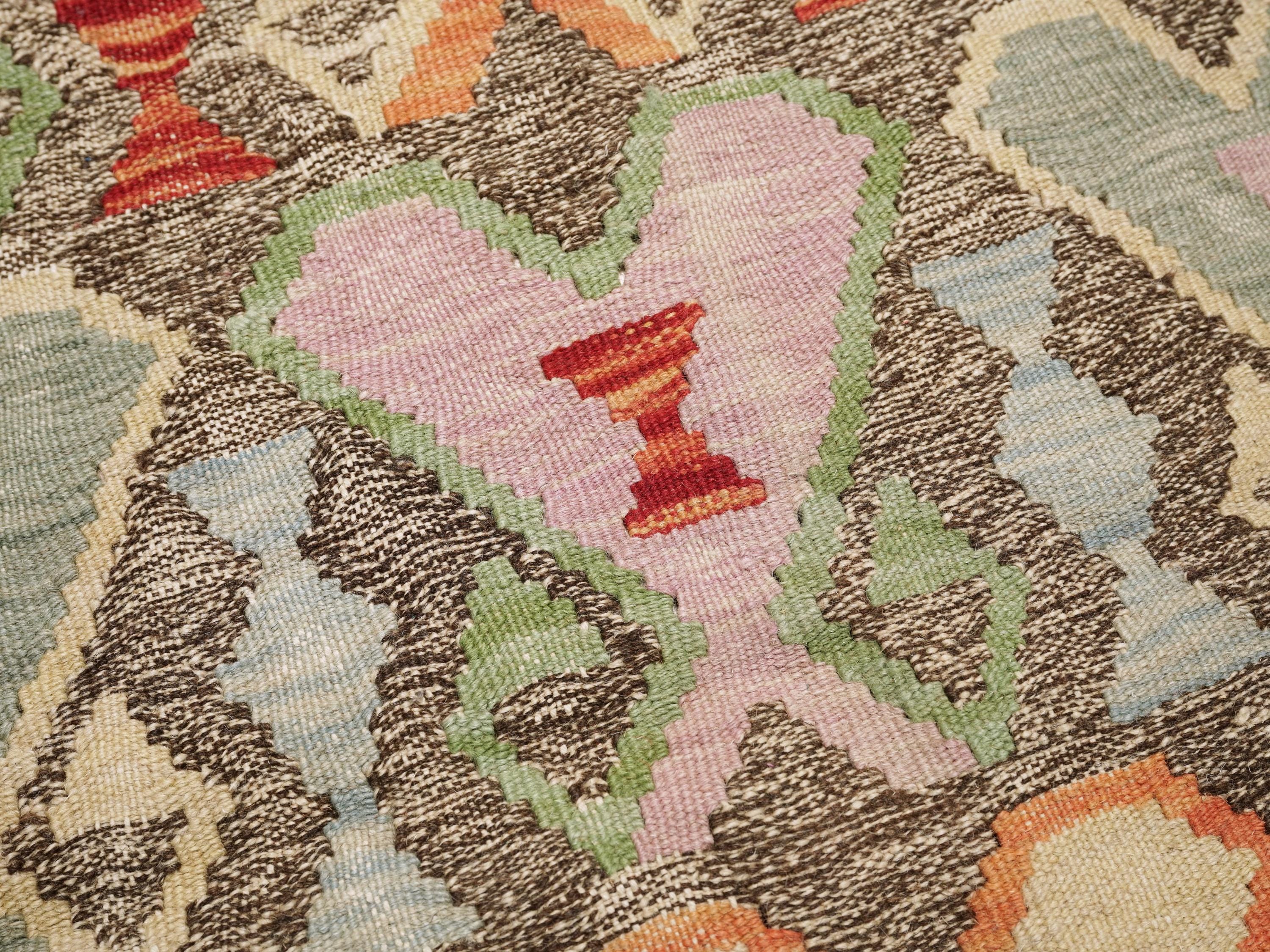 5x6 Ft Wool Kilim Rug – Flat Weave Maimana Design