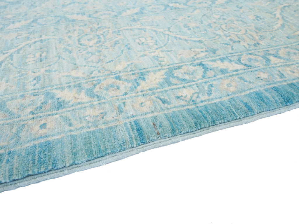 8x10 Ft Light Blue Serapi Rug - Hand Knotted Afghan Wool Rug