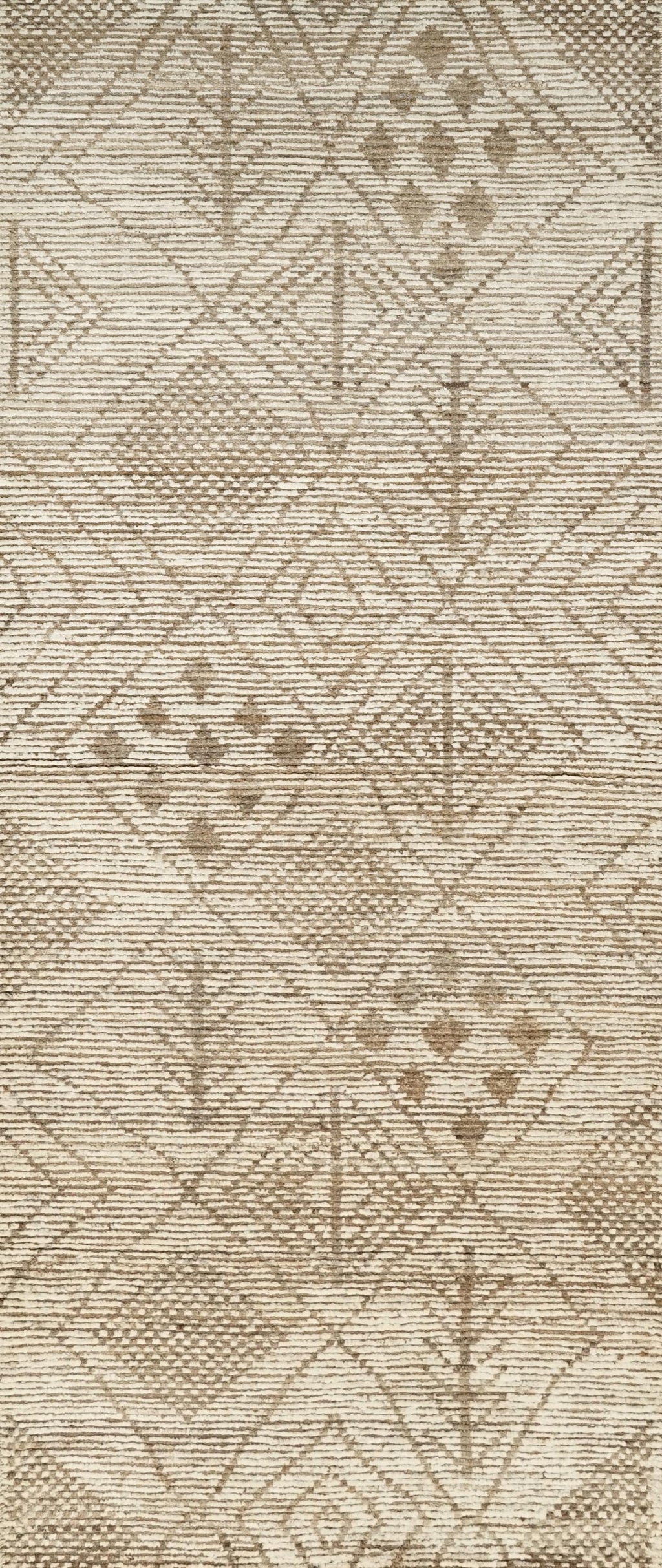10 Ft Beige Moroccan Runner Rug - Hand Knotted Wool Runner
