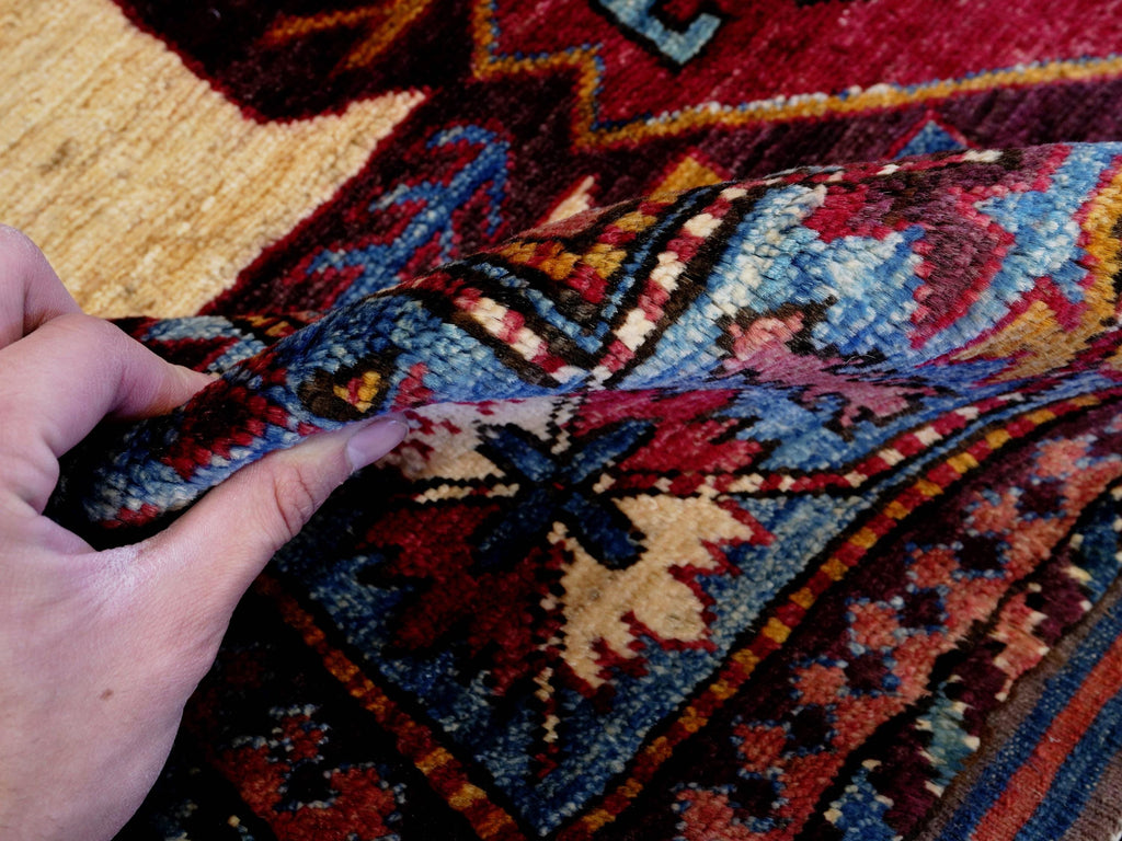 6x8 Ft Red & Blue Baluch Rug - Hand Knotted Oriental Rug - Tribal Design
