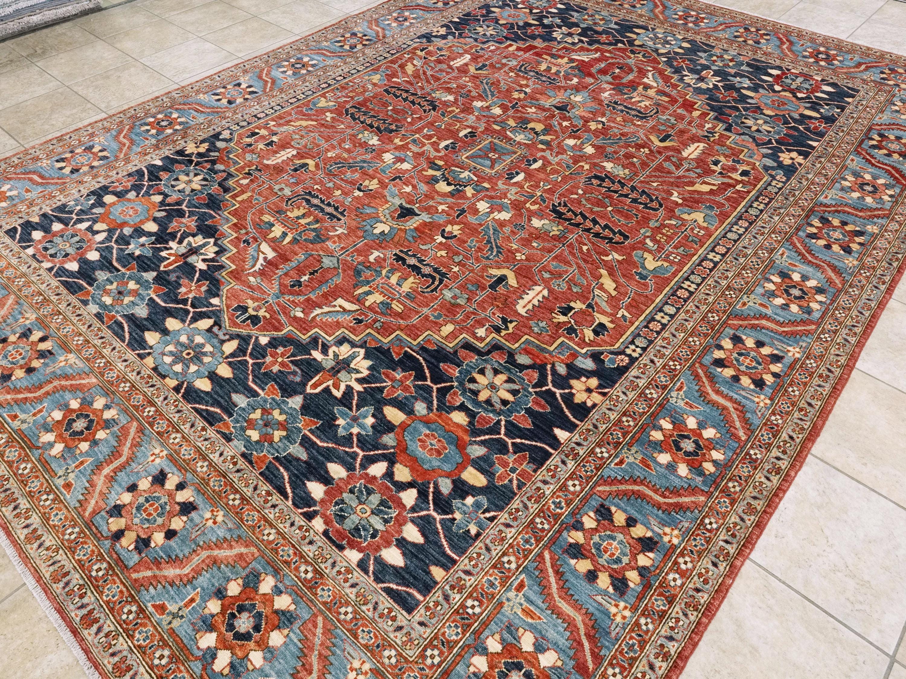 9x12 Ft Red Serapi Rug - Hand Knotted Afghan Area Rug