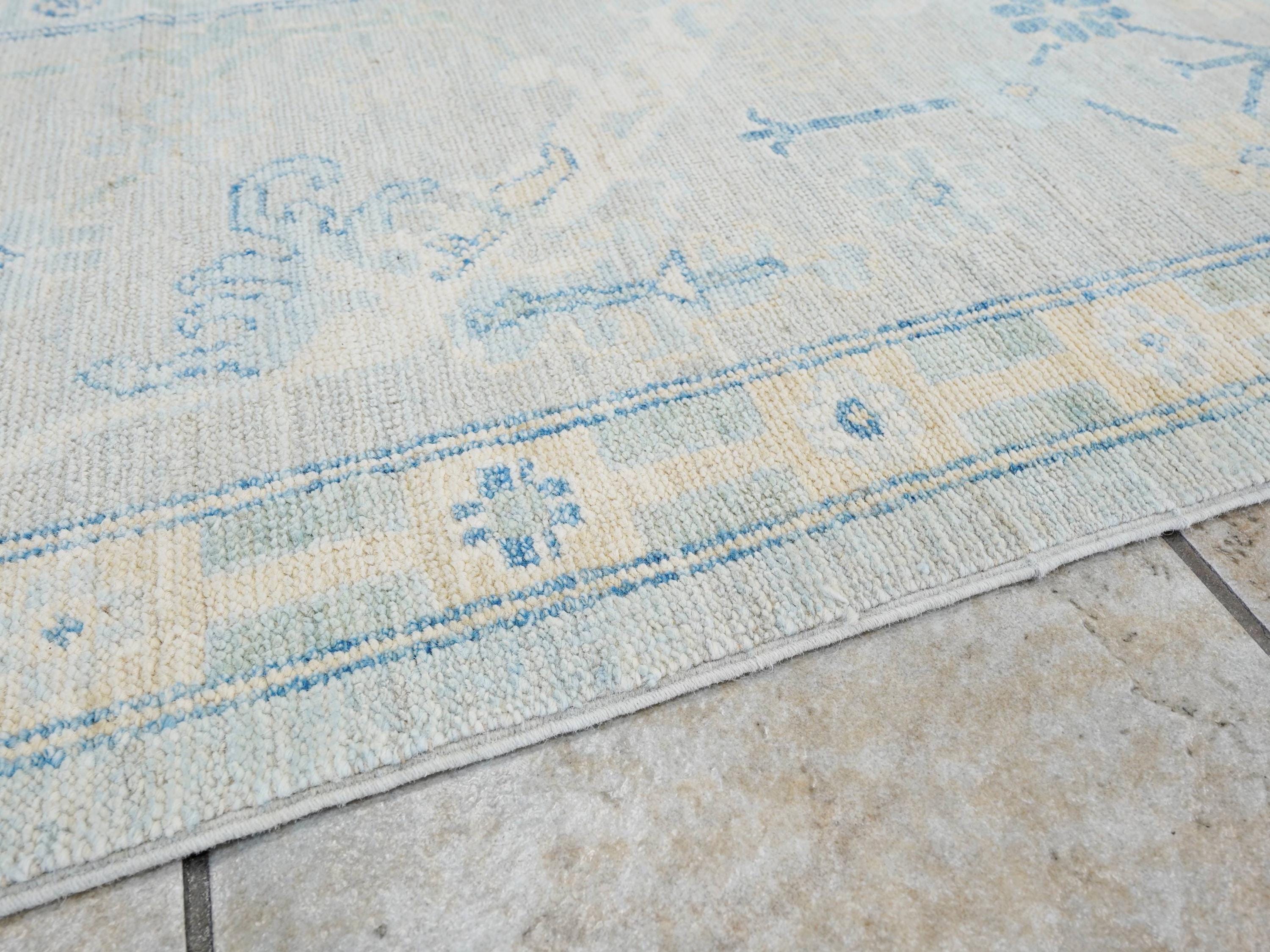 9x12 Ft Light Blue Oushak Rug - Handmade Area Rug