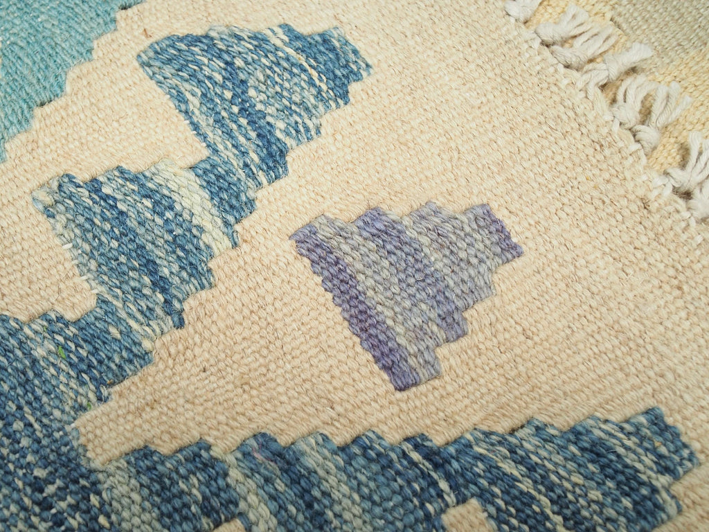 5x7 Ft Red & Blue Kilim Rug - Flat Weave Tribal Rug