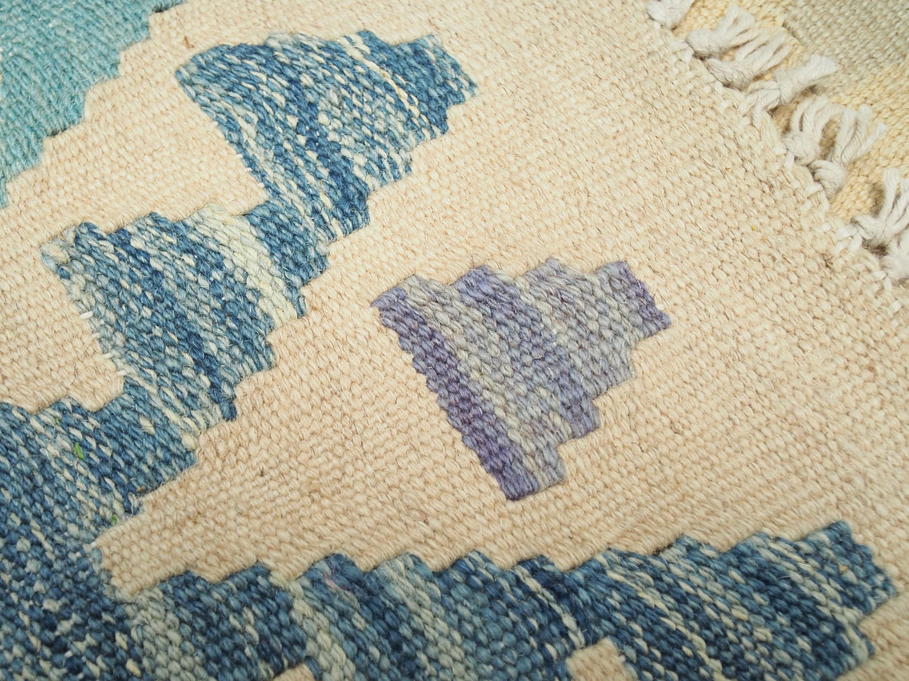 5x7 Ft Red & Blue Kilim Rug - Flat Weave Tribal Rug