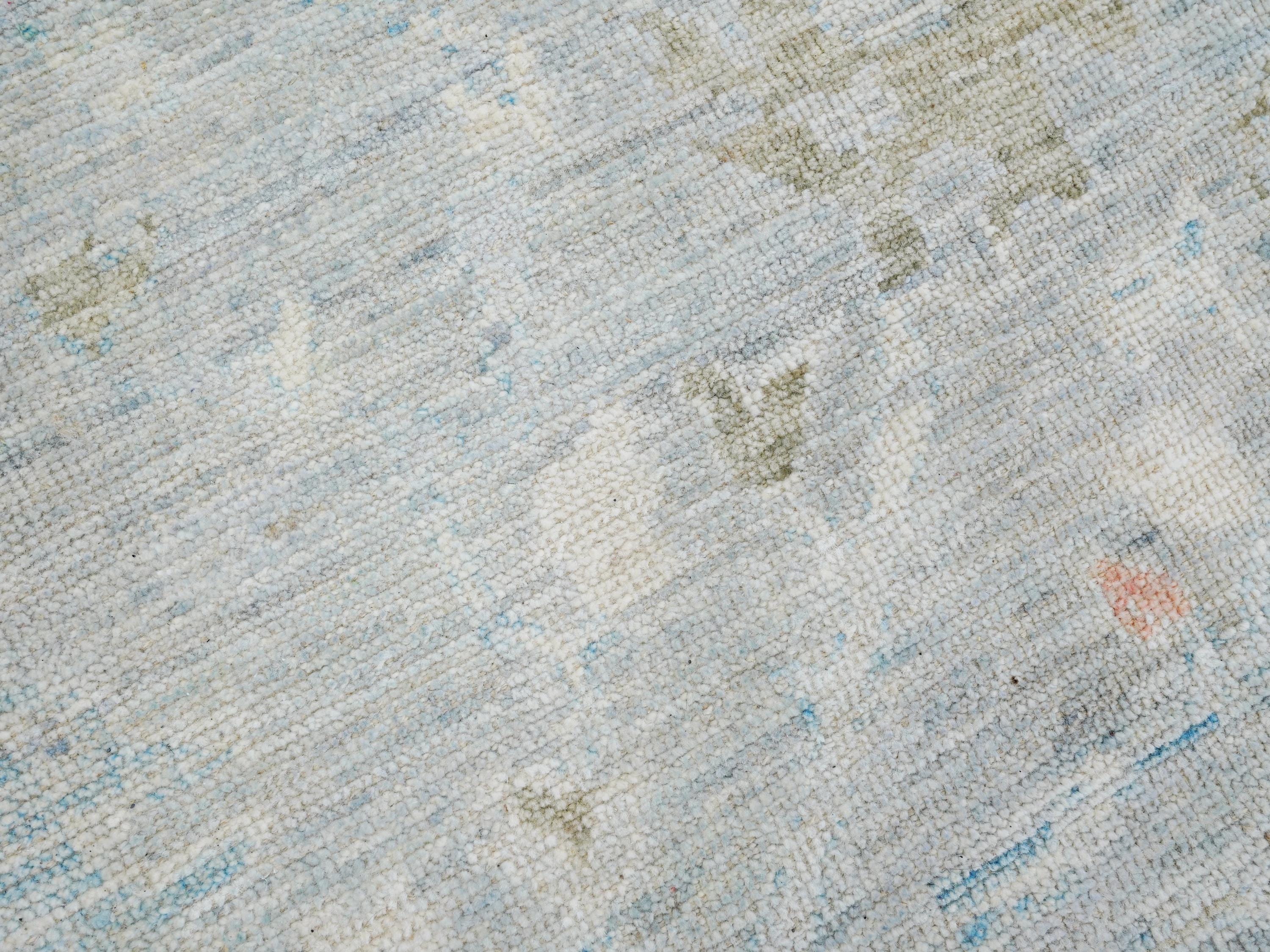 8x10 Ft Light Blue Oushak Rug - Hand Knotted Oriental Rug - Floral Design