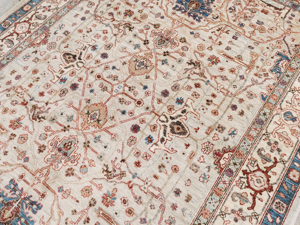 6x9 Ft Beige Bidjar Rug - Hand Knotted Wool Area Rug