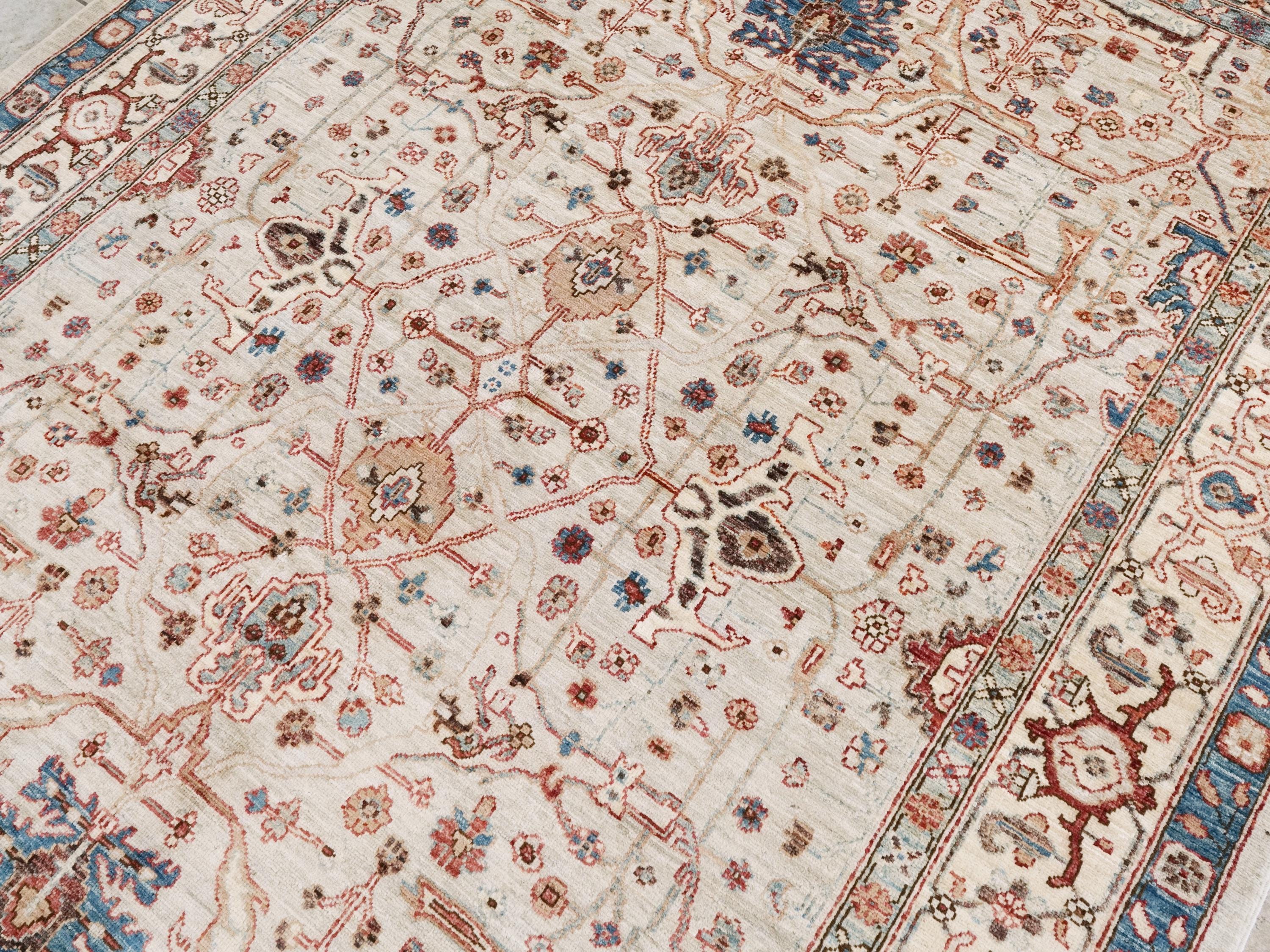 6x9 Ft Beige Bidjar Rug - Hand Knotted Wool Area Rug