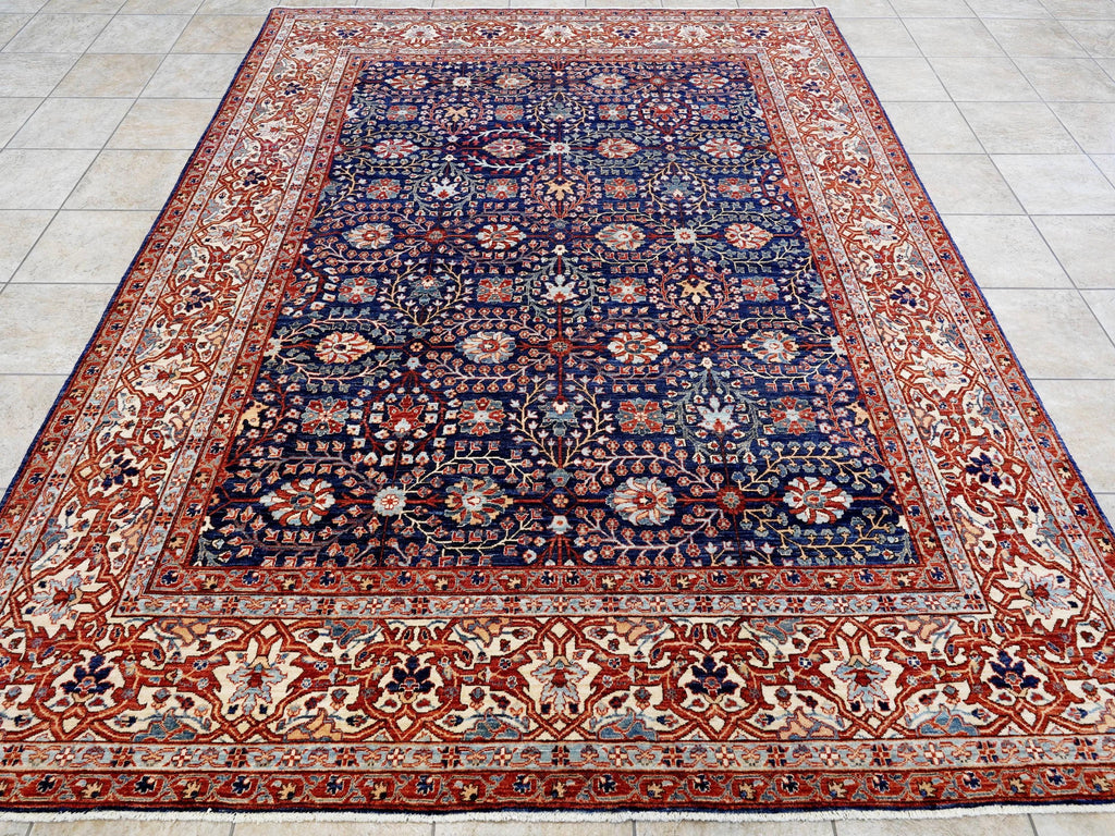 8x10 Ft Blue Bidjar Rug - Traditional Hand Knotted Rug - Persian Floral Design