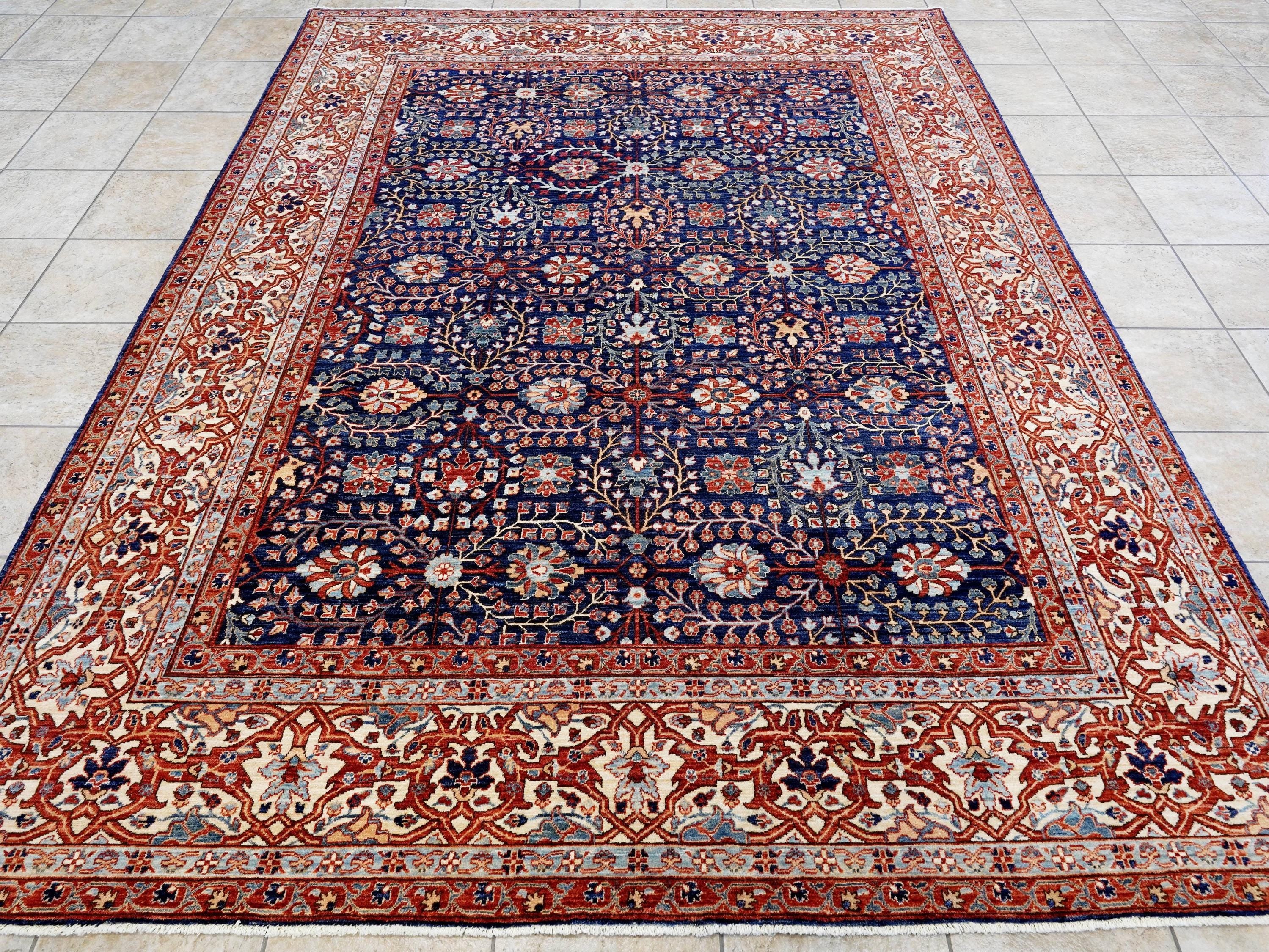 8x10 Ft Blue Bidjar Rug - Traditional Hand Knotted Rug - Persian Floral Design