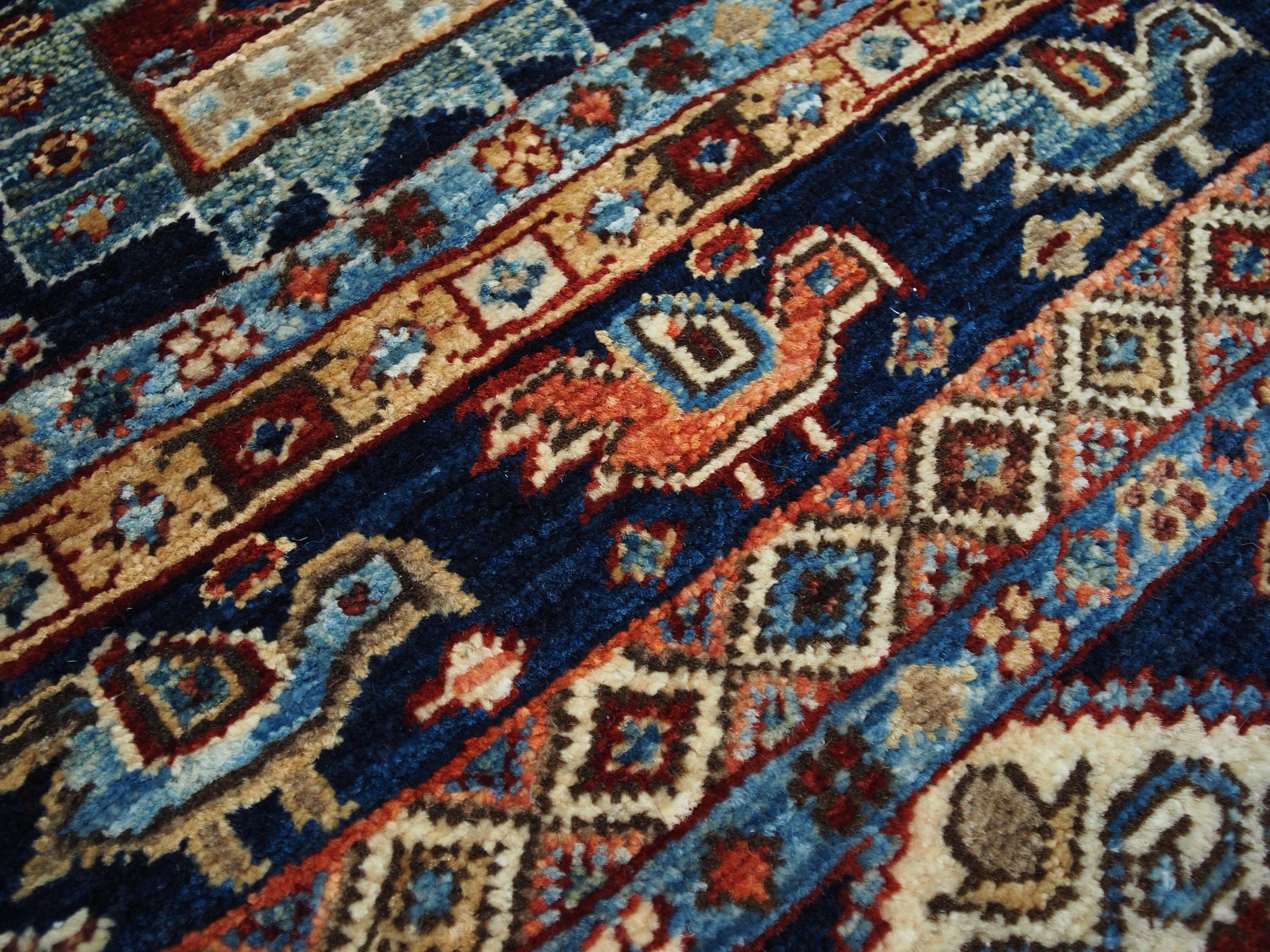 10 Ft Blue Heriz Runner Rug - Afghan Wool Hallway Rug