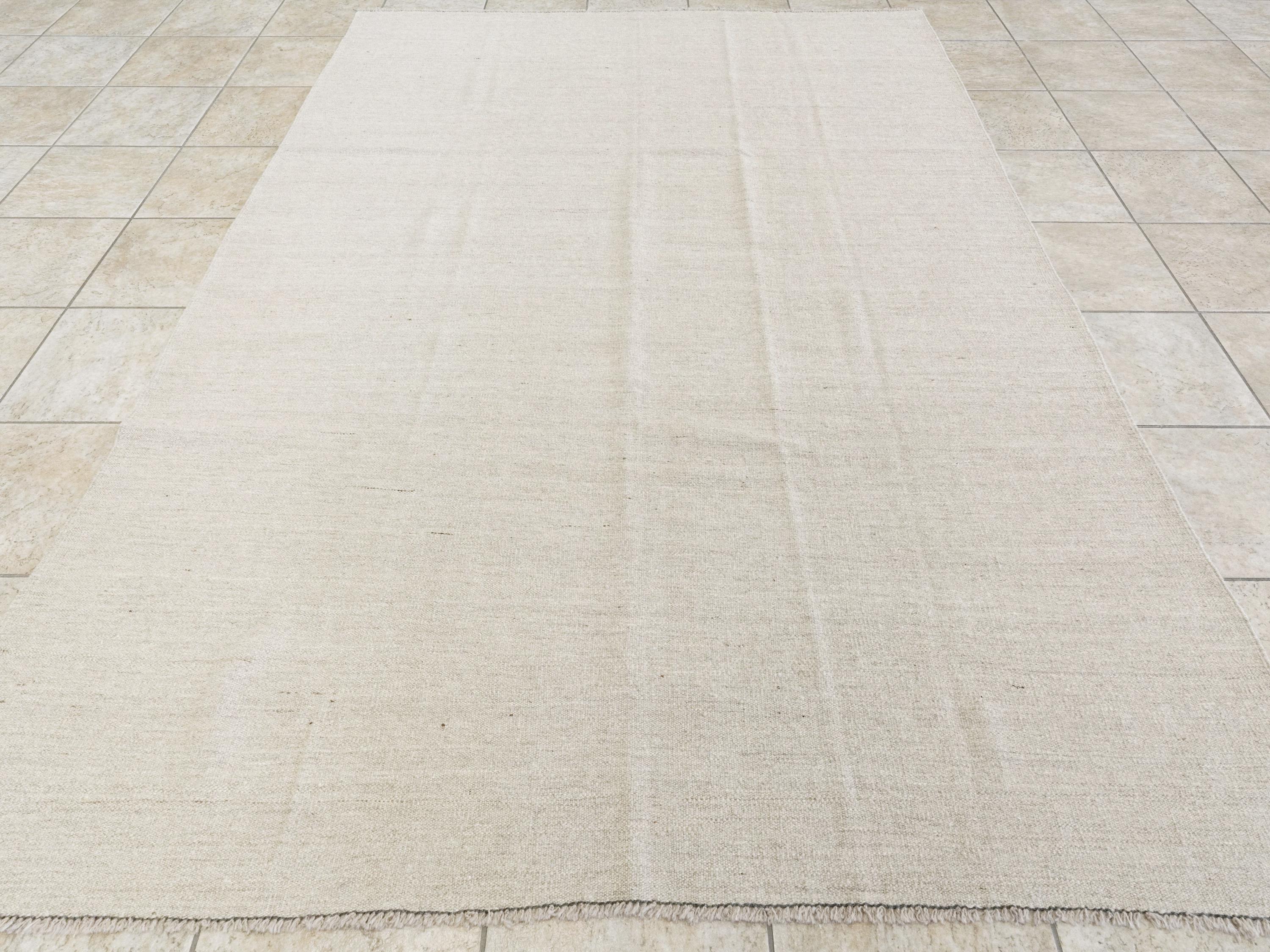 6x9 Ft Beige Kilim Rug - Flat Weave Afghan Rug