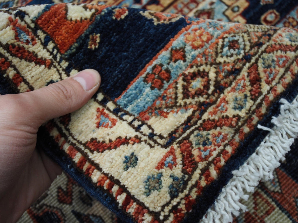 10 Ft Blue Heriz Runner Rug - Afghan Wool Hallway Rug