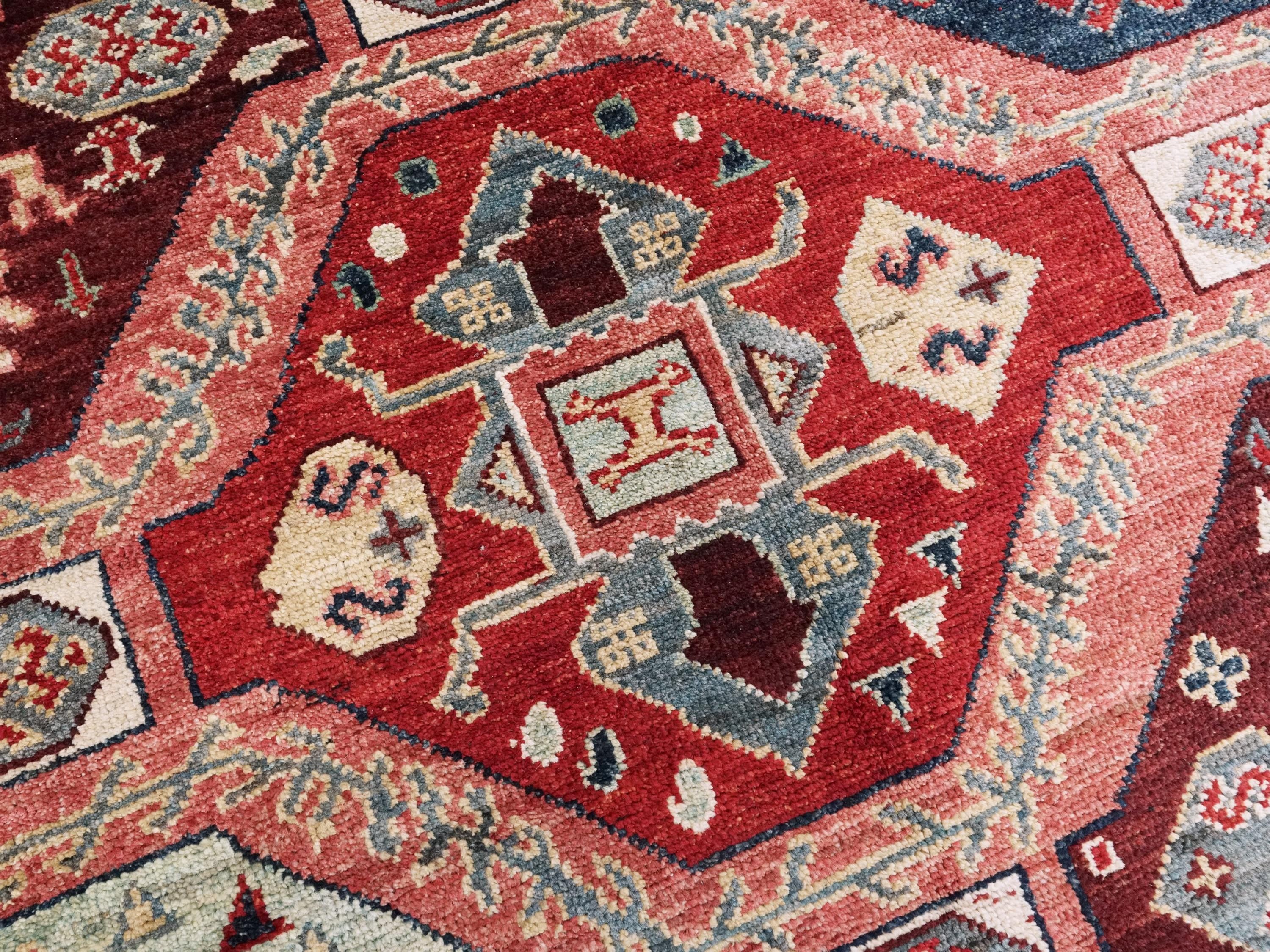 6x12 Ft Blue & Red Sarkisla Rug - Afghan Wool Area Rug - Geometric Design