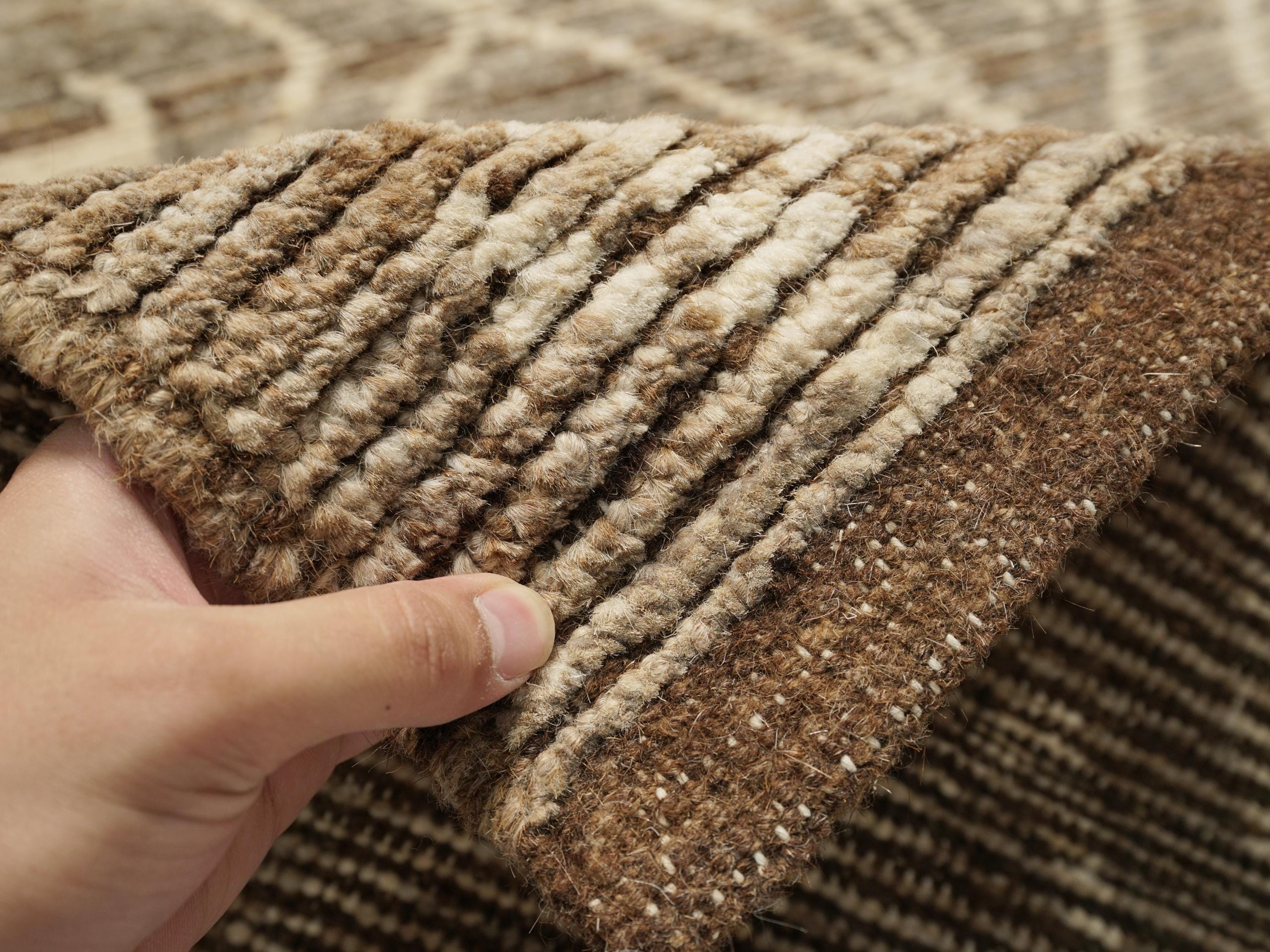 13 Ft Hand Knotted Brown Runner Rug - Moroccan Rug