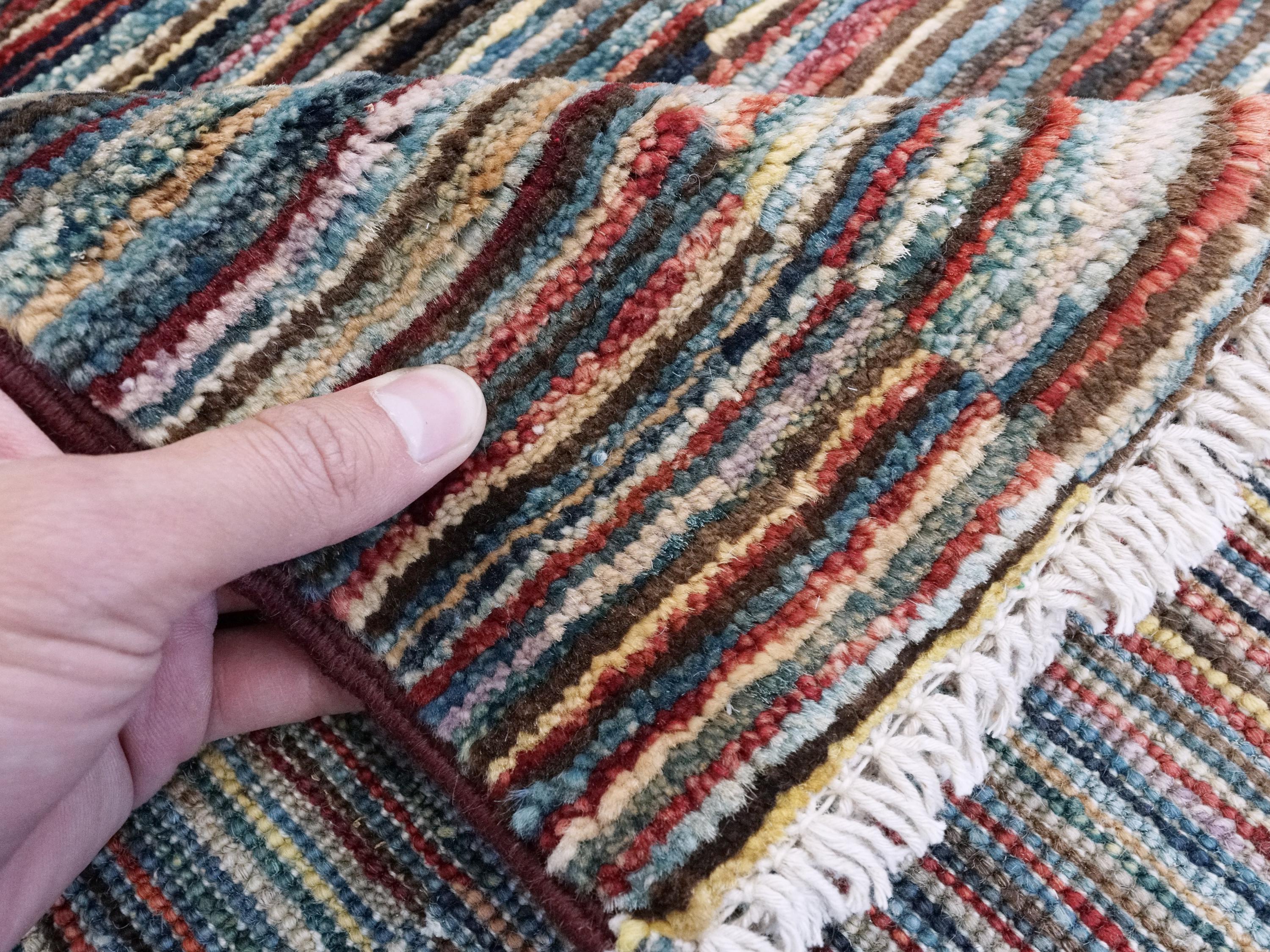 6x9 Ft Gabbeh Rug - Afghan Wool Area Rug - Colorful Striped Design