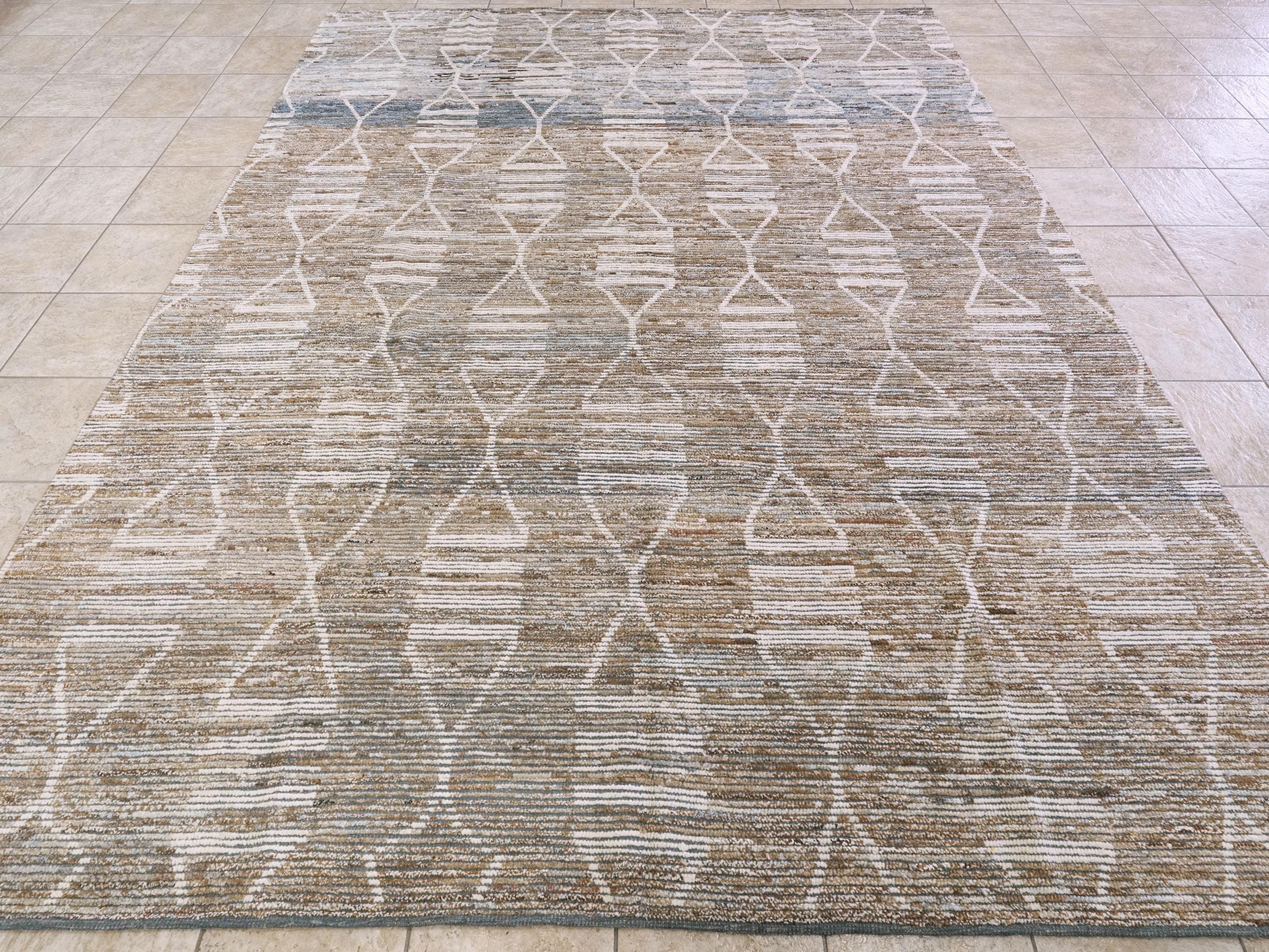 9x12 Ft Brown Moroccan Rug - Area Rug - Contemporary Design