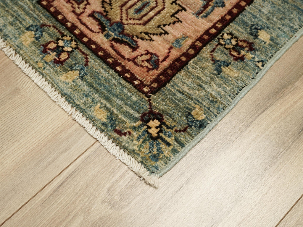 2x3 Ft Blue Heriz Rug - Handmade Afghan Rug - Garden Design