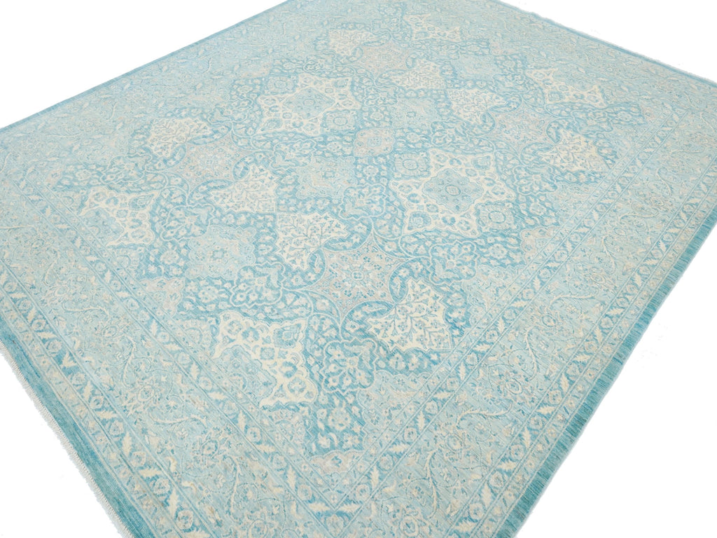 8x10 Ft Light Blue Serapi Rug - Hand Knotted Afghan Wool Rug