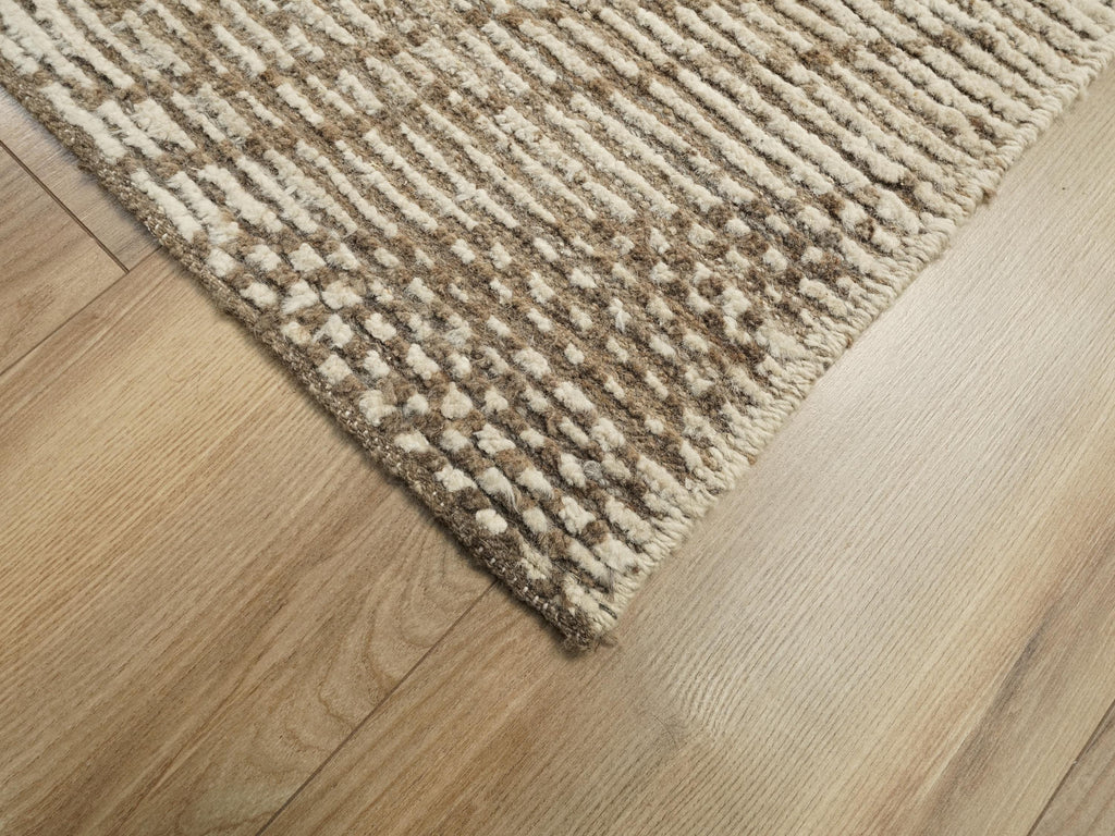 10 Ft Beige Moroccan Runner Rug - Hand Knotted Wool Runner