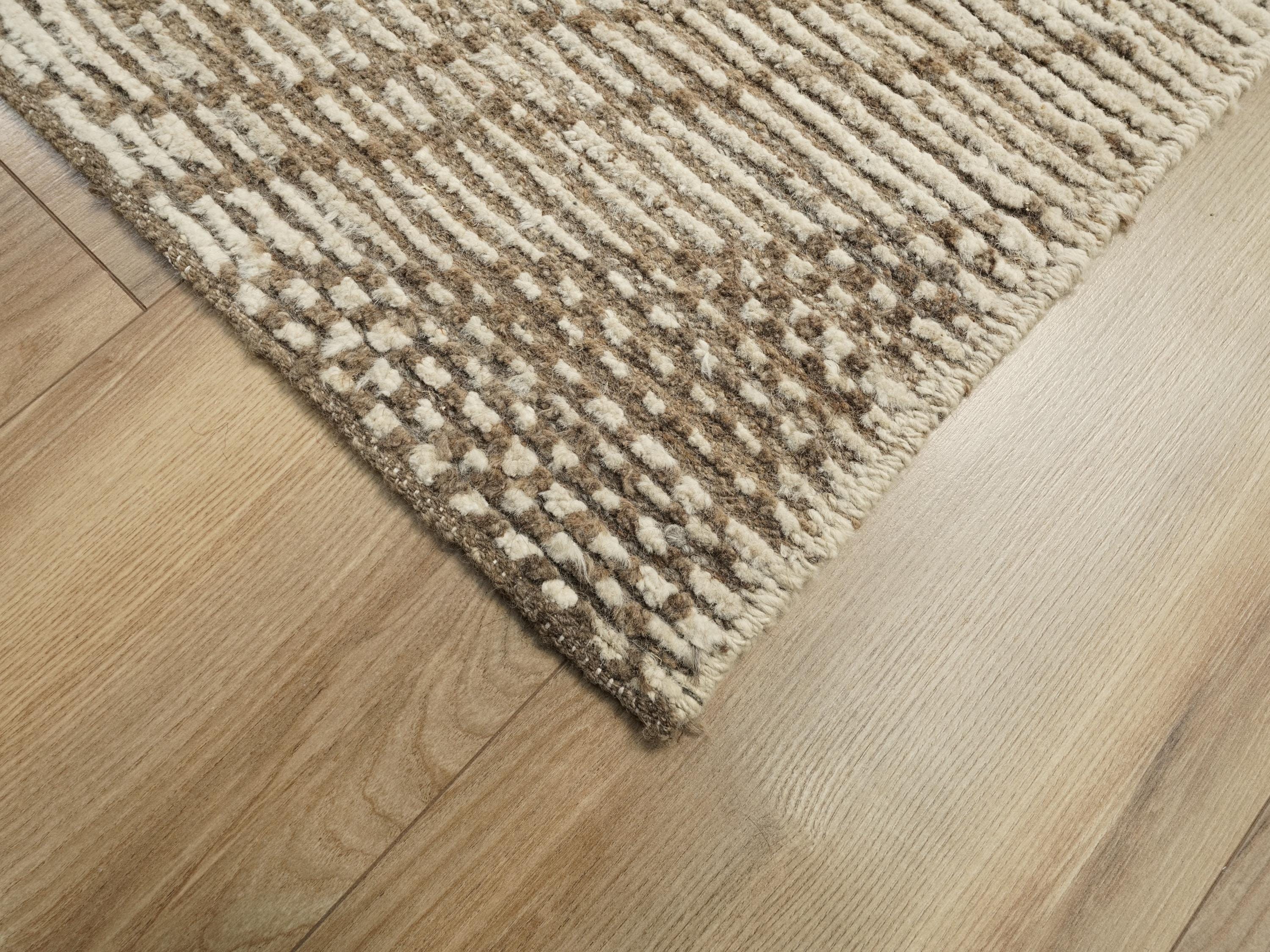 10 Ft Beige Moroccan Runner Rug - Hand Knotted Wool Runner