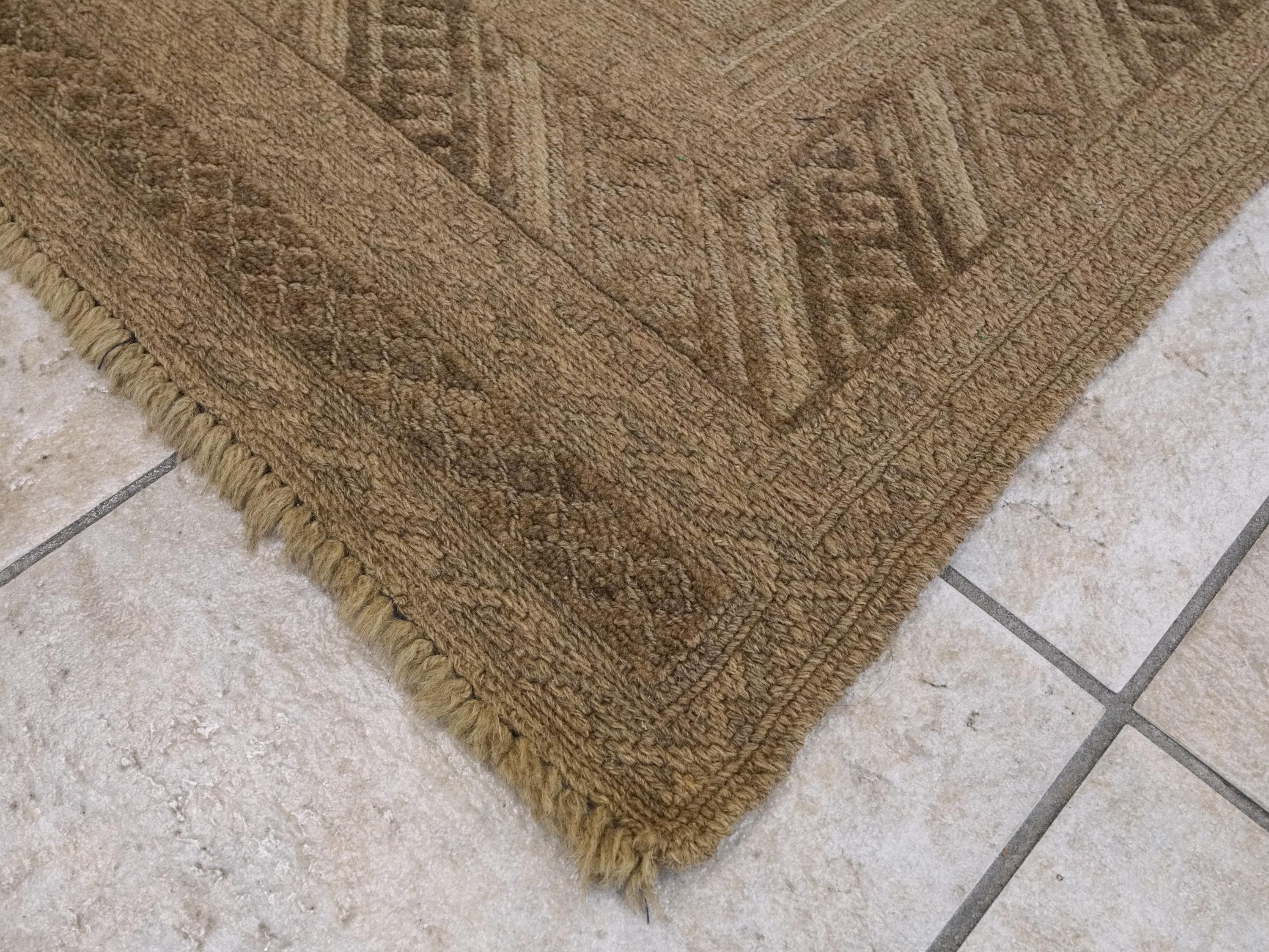 5x6 FT Hand Knotted Wool Kilim Rug - Brown Tribal Flatweave