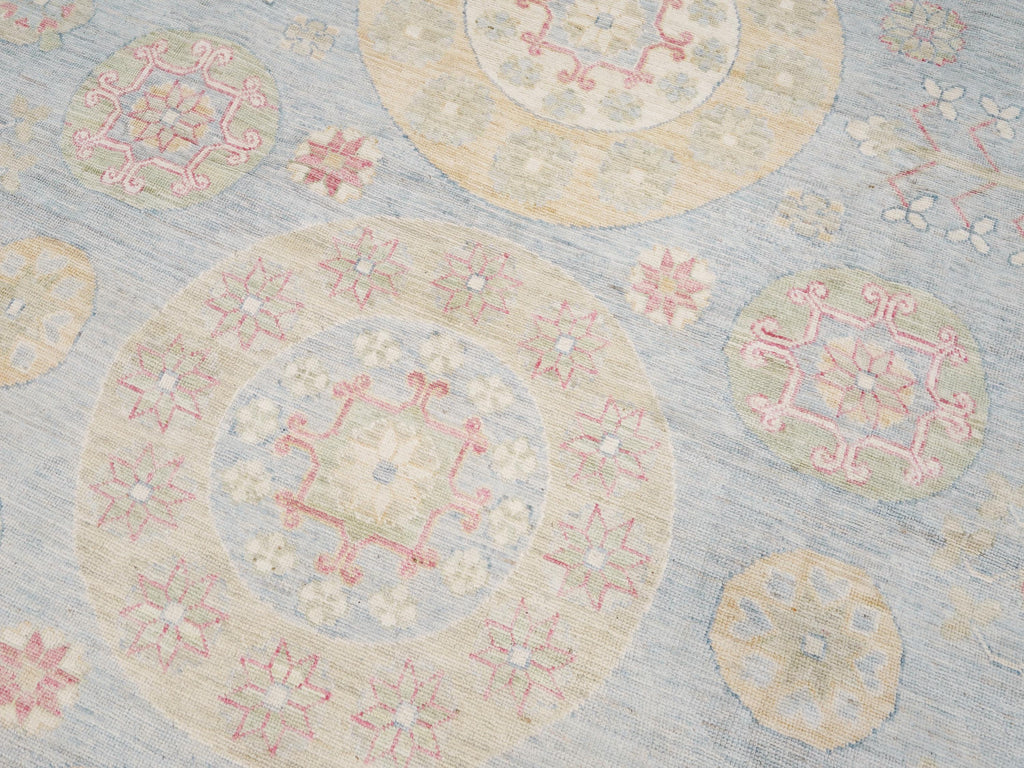 10x14 Ft Colorful Muted Ushak Rug - Hand Knotted Afghan Rug - Ottoman Design