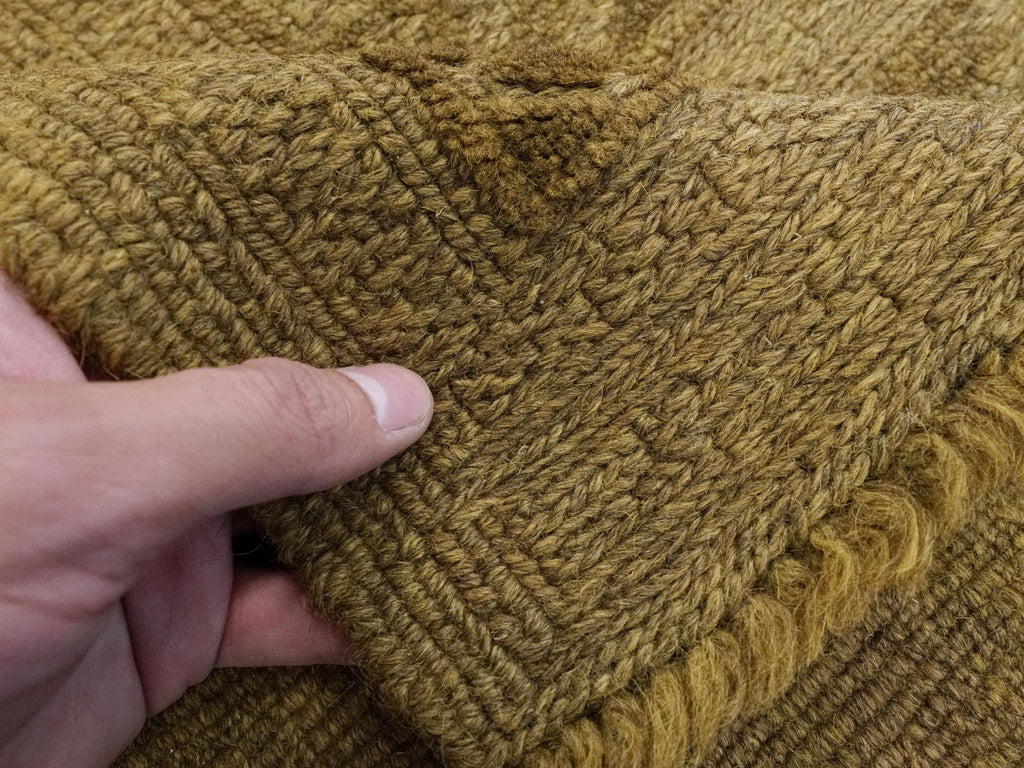 7x9 FT Hand Knotted Wool Kilim Rug - Light Brown Tribal Design