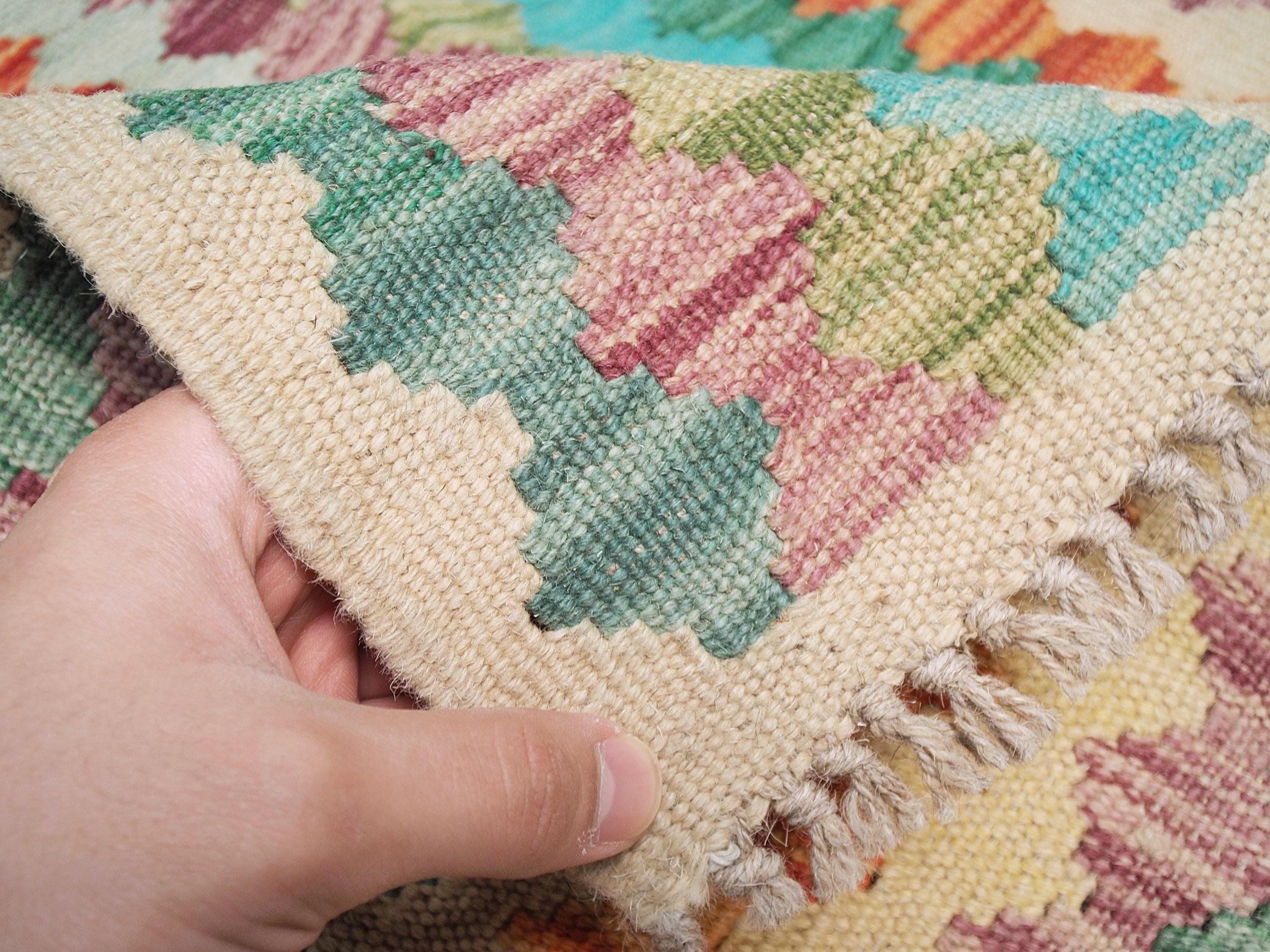 6x8 Ft Maimana Kilim Rug - Colorful Afghan Flat Weave